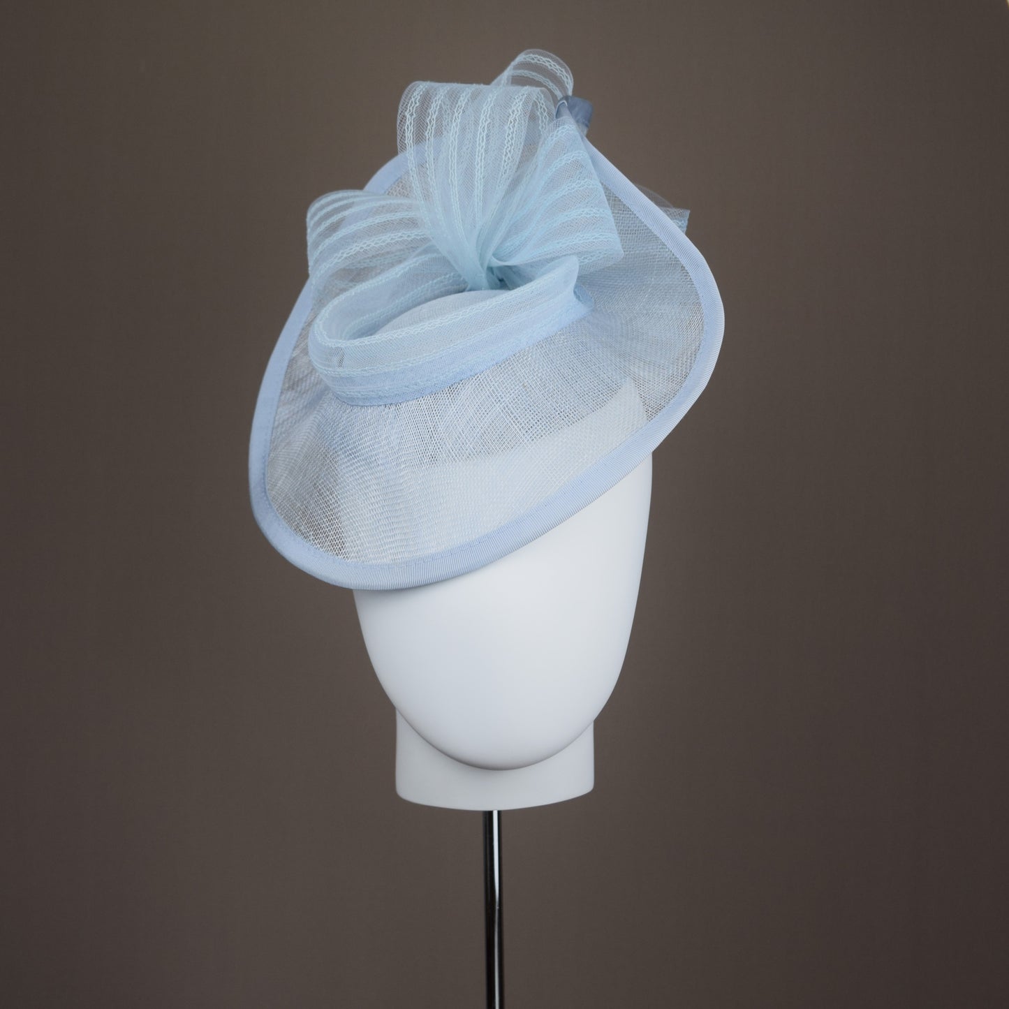 Pale Silver Blue Straw Wedding Hat