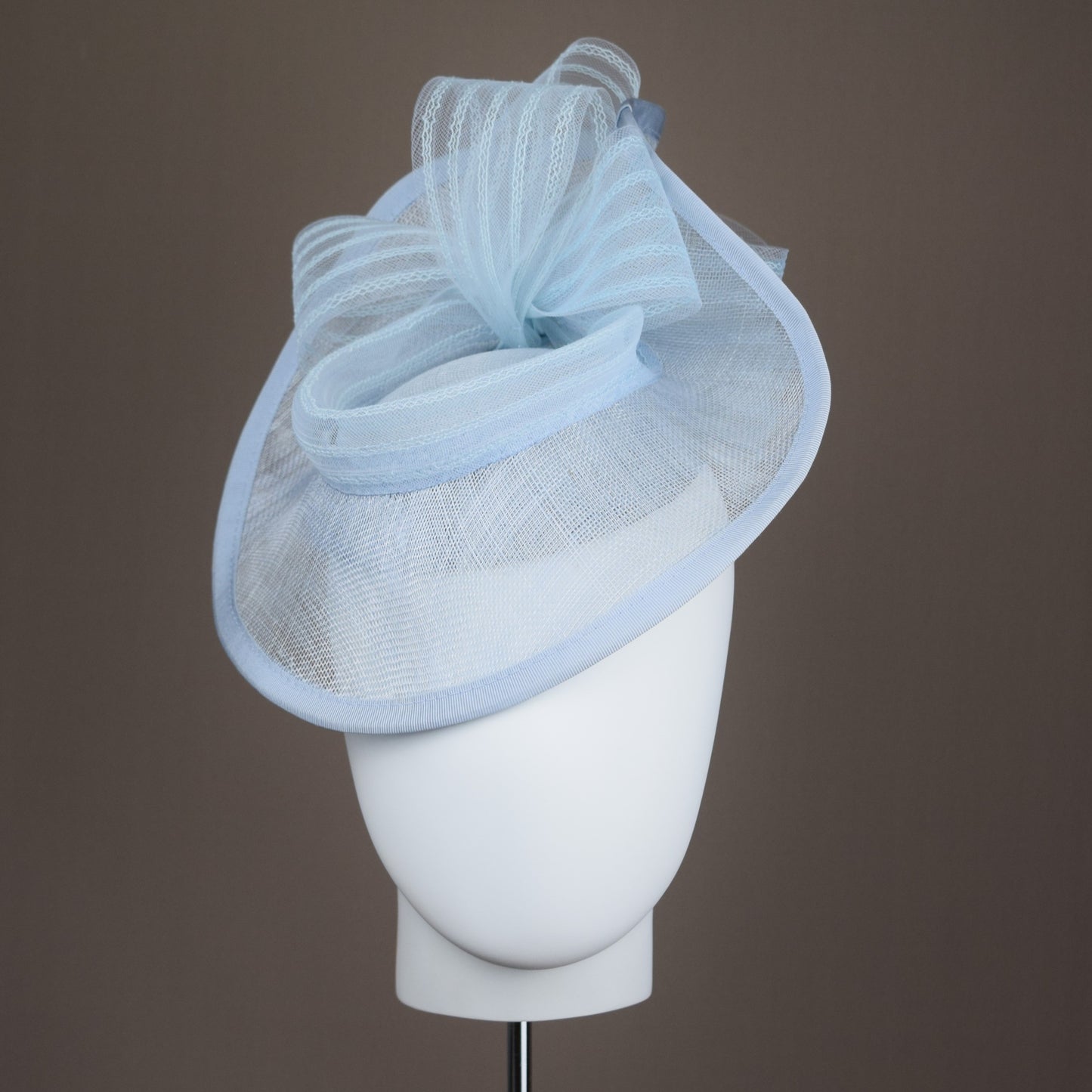 Pale Silver Blue Straw Wedding Hat