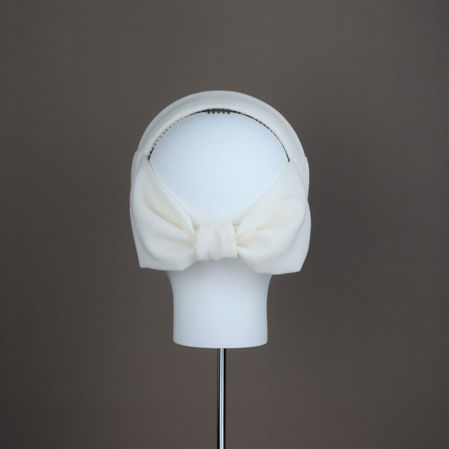 Ivory Cream Crepe covered Back Bow Headband