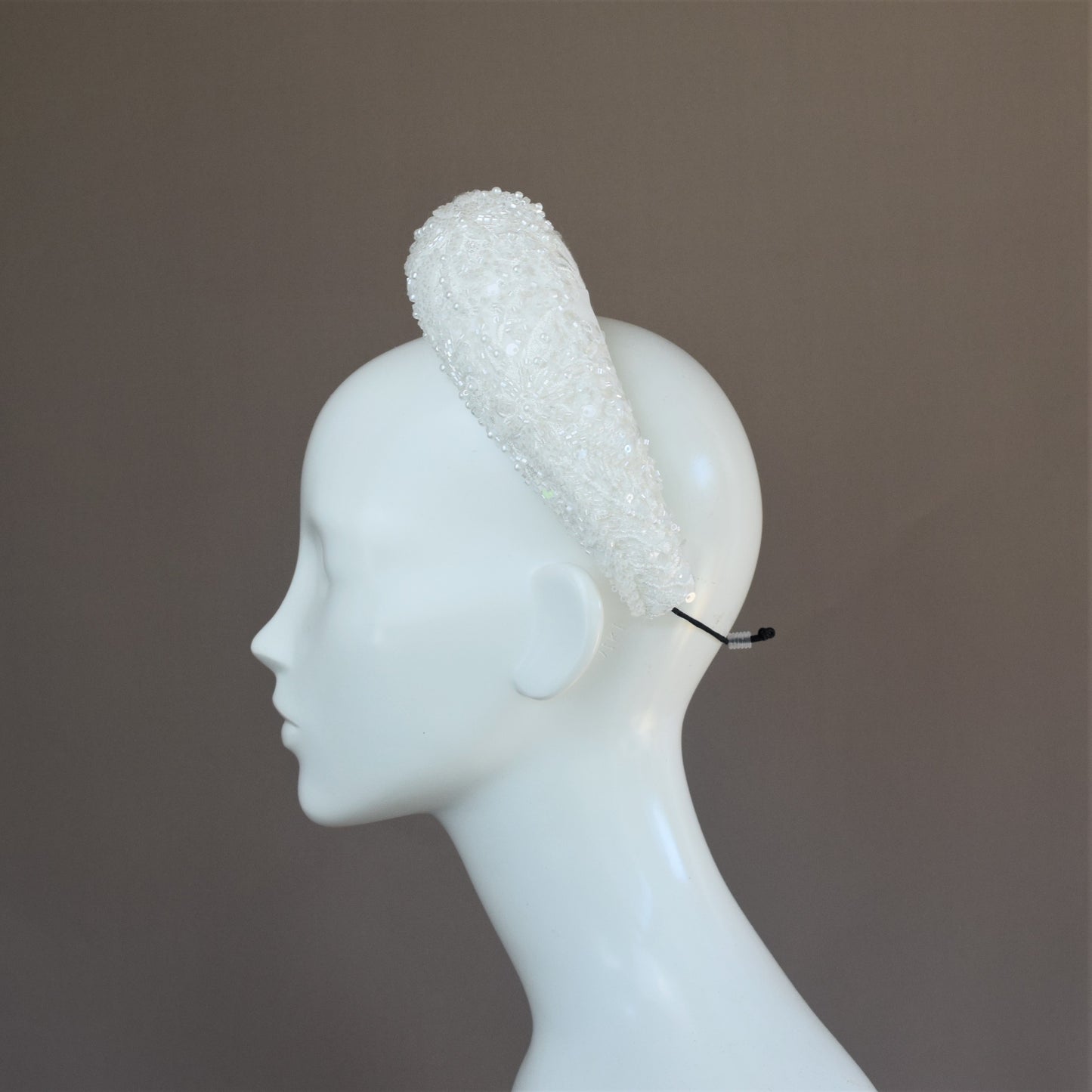 Milk White Seed Bead and Pearl Bridal Headband