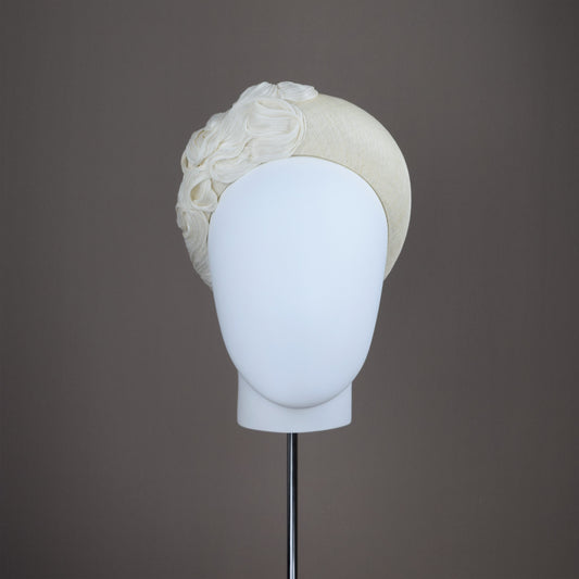 Dark Ivory/Cream Straw Silk Abaca Bridal Headband