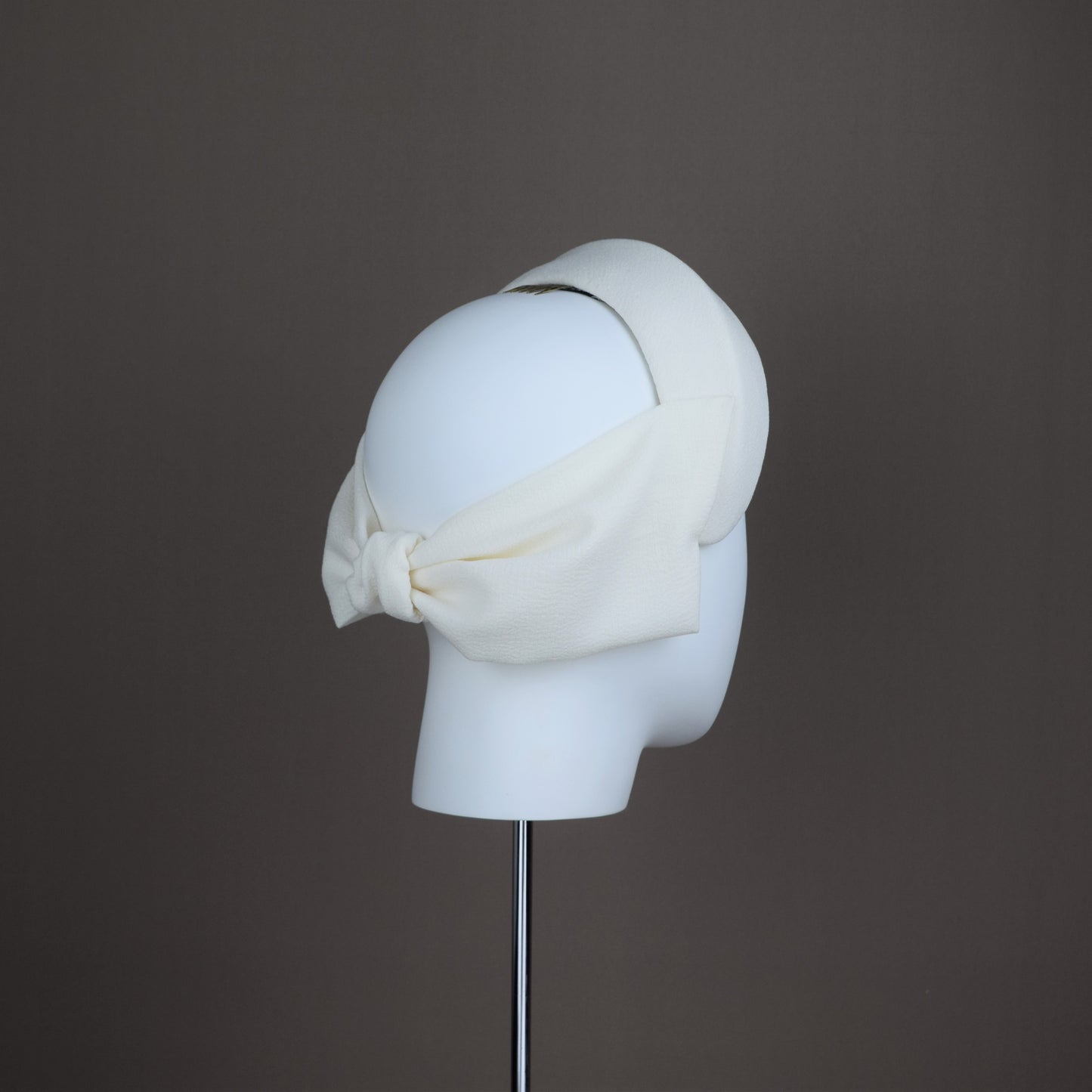 Ivory Cream Crepe covered Back Bow Headband