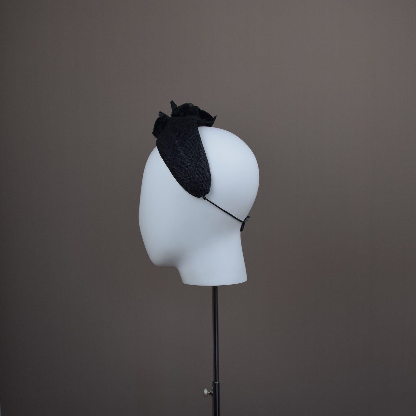 Black Straw Wedding Guest Headband with silk roses