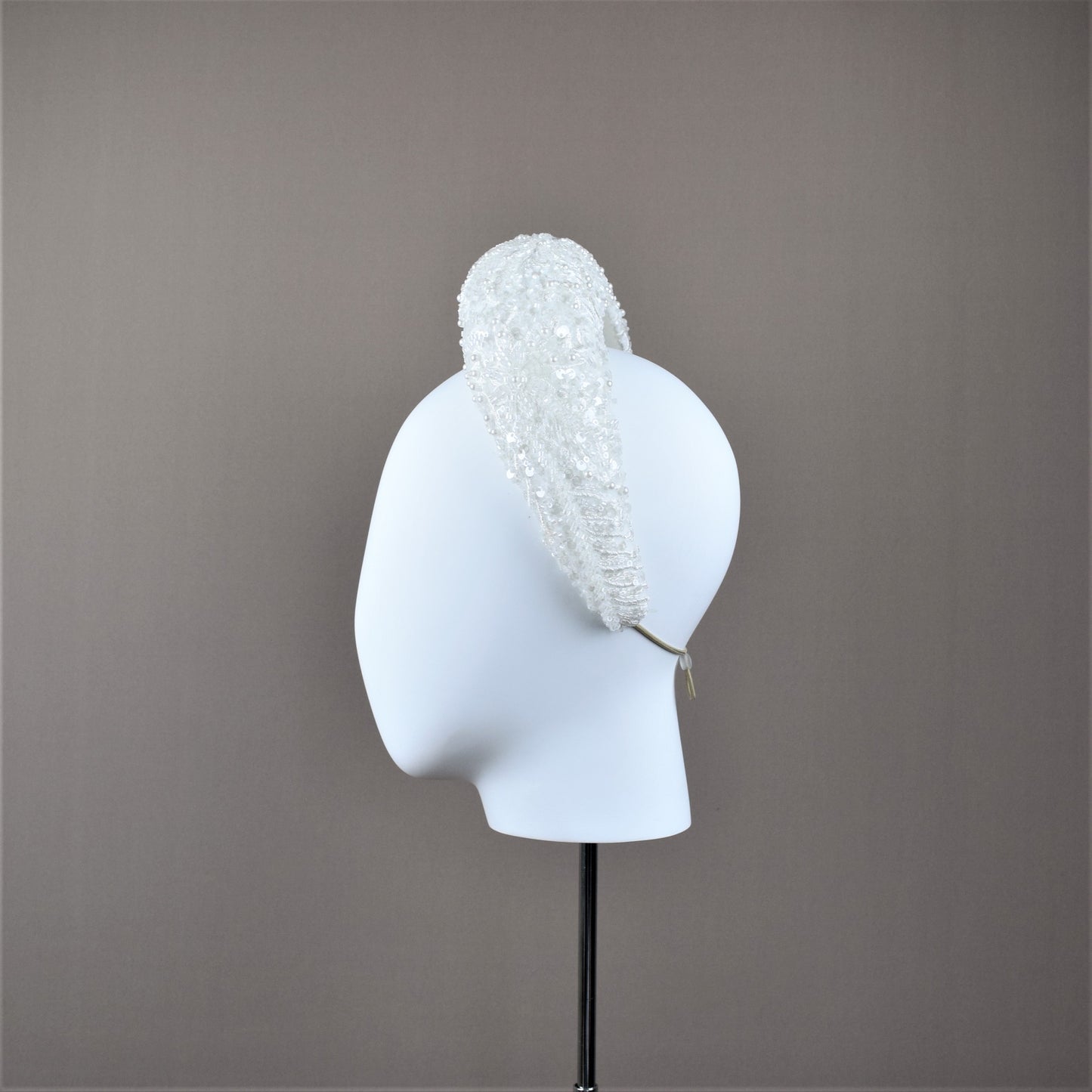 Milk White Beaded Bridal Headband