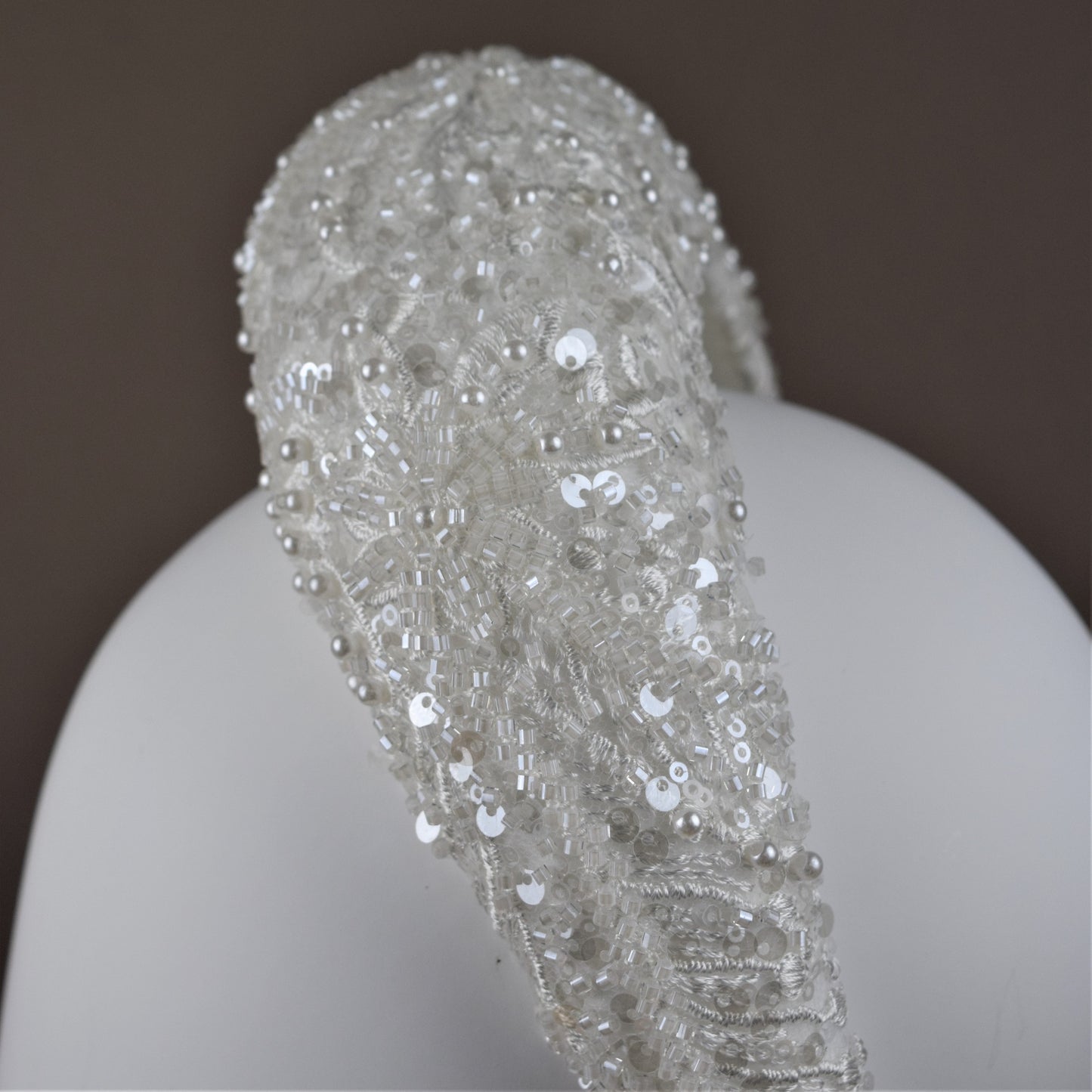 Milk White Beaded Bridal Headband