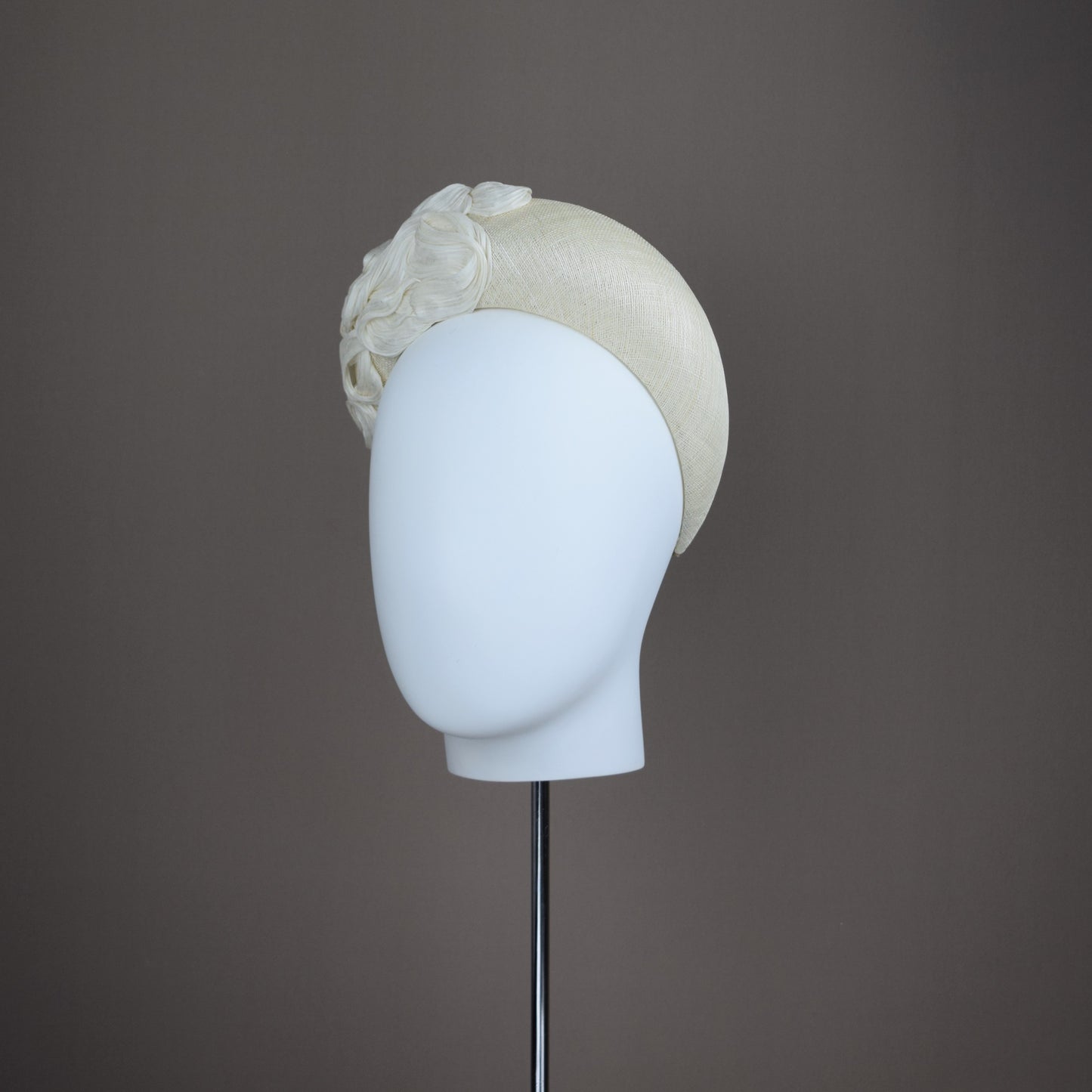 Dark Ivory/Cream Straw Silk Abaca Bridal Headband