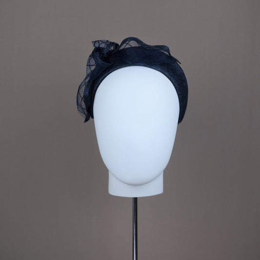 Dark Navy Straw Wedding Headband