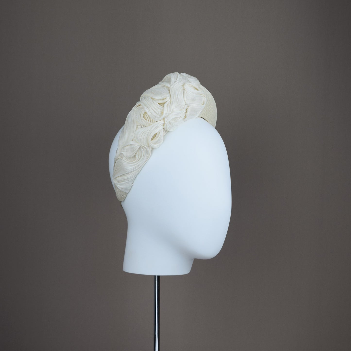 Dark Ivory/Cream Straw Silk Abaca Bridal Headband