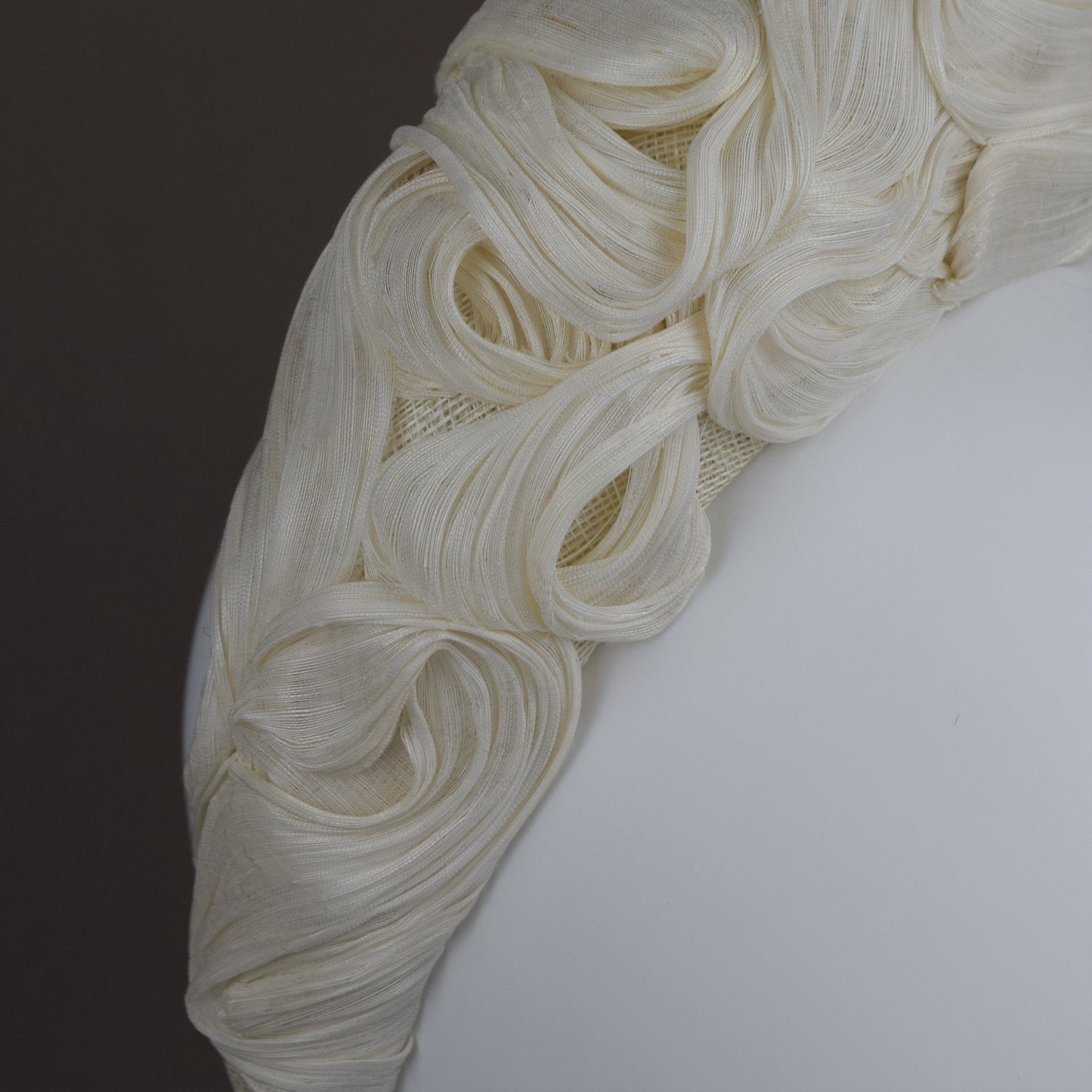 Dark Ivory/Cream Straw Silk Abaca Bridal Headband