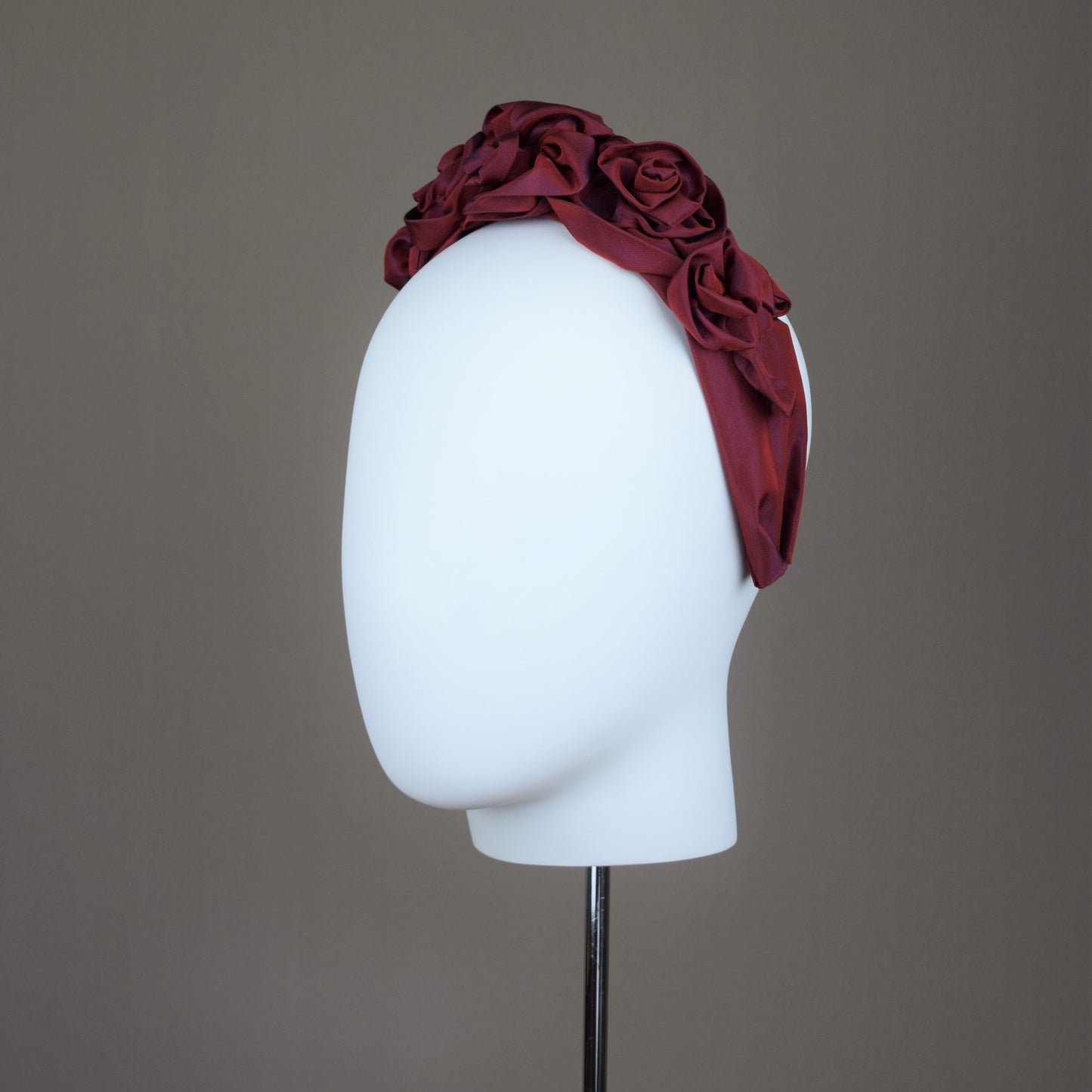 Wine Red Taffeta Rose Wedding Guest Headband