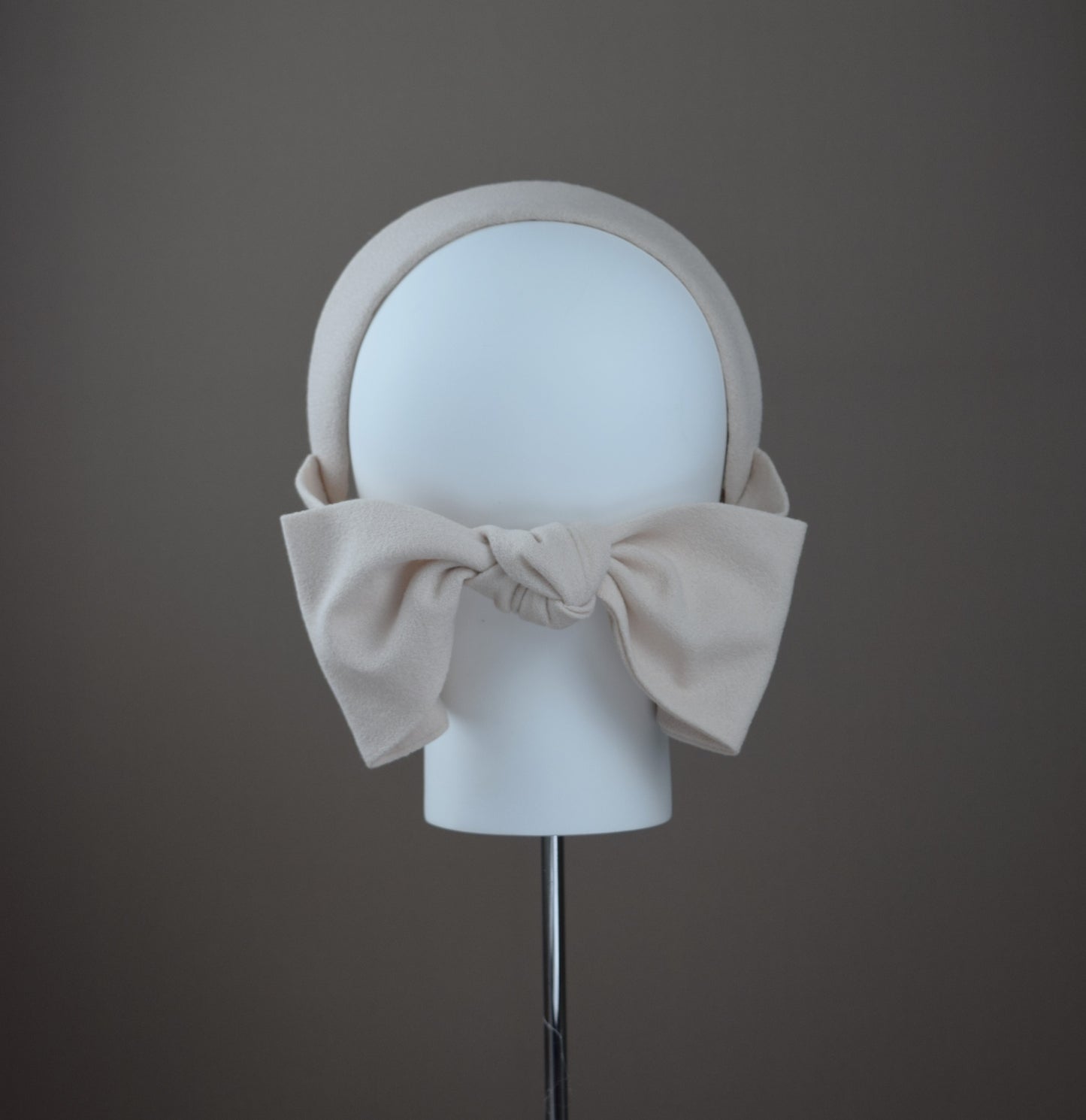 Cool Beige Crepe covered Back Bow Headband