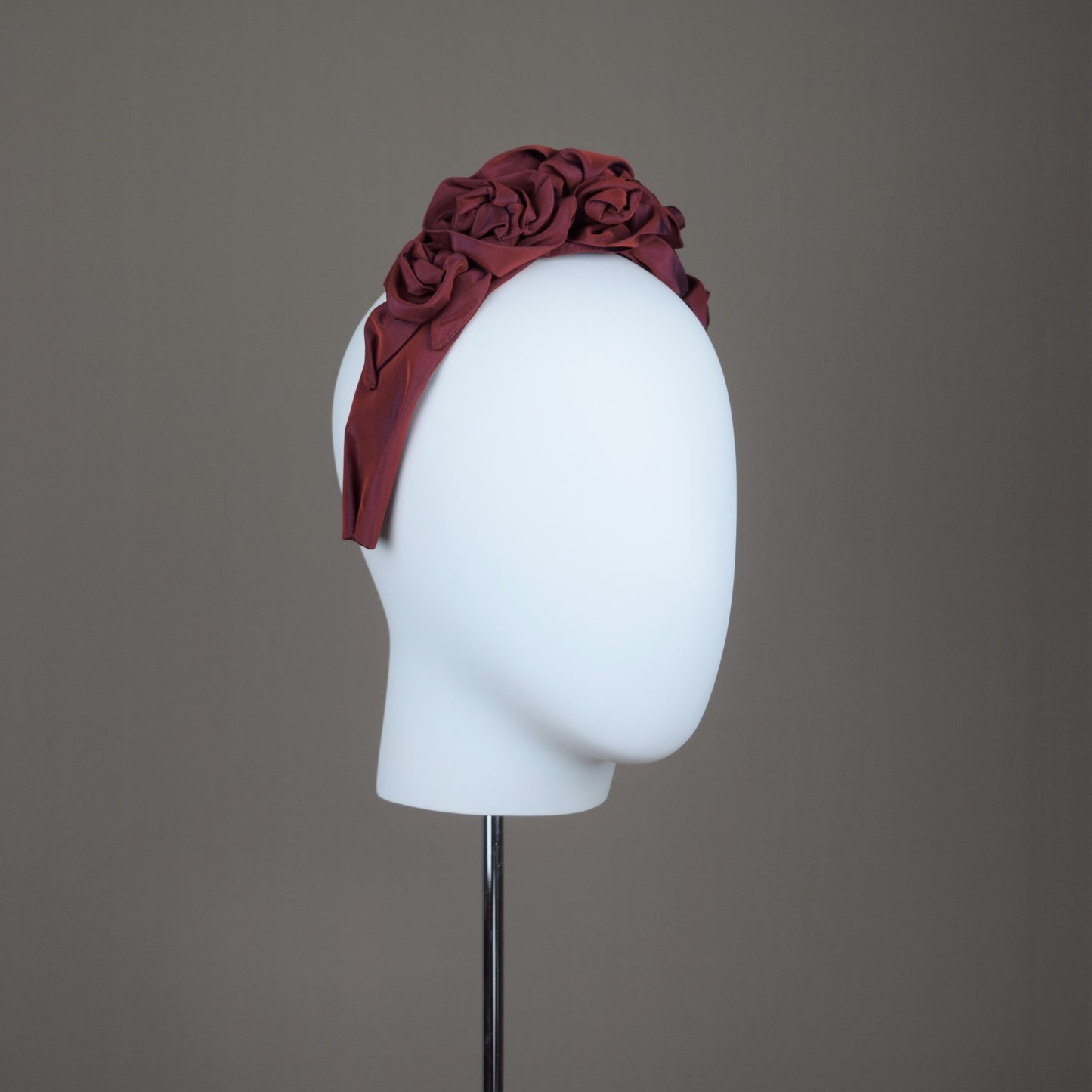 Wine Red Taffeta Rose Wedding Guest Headband