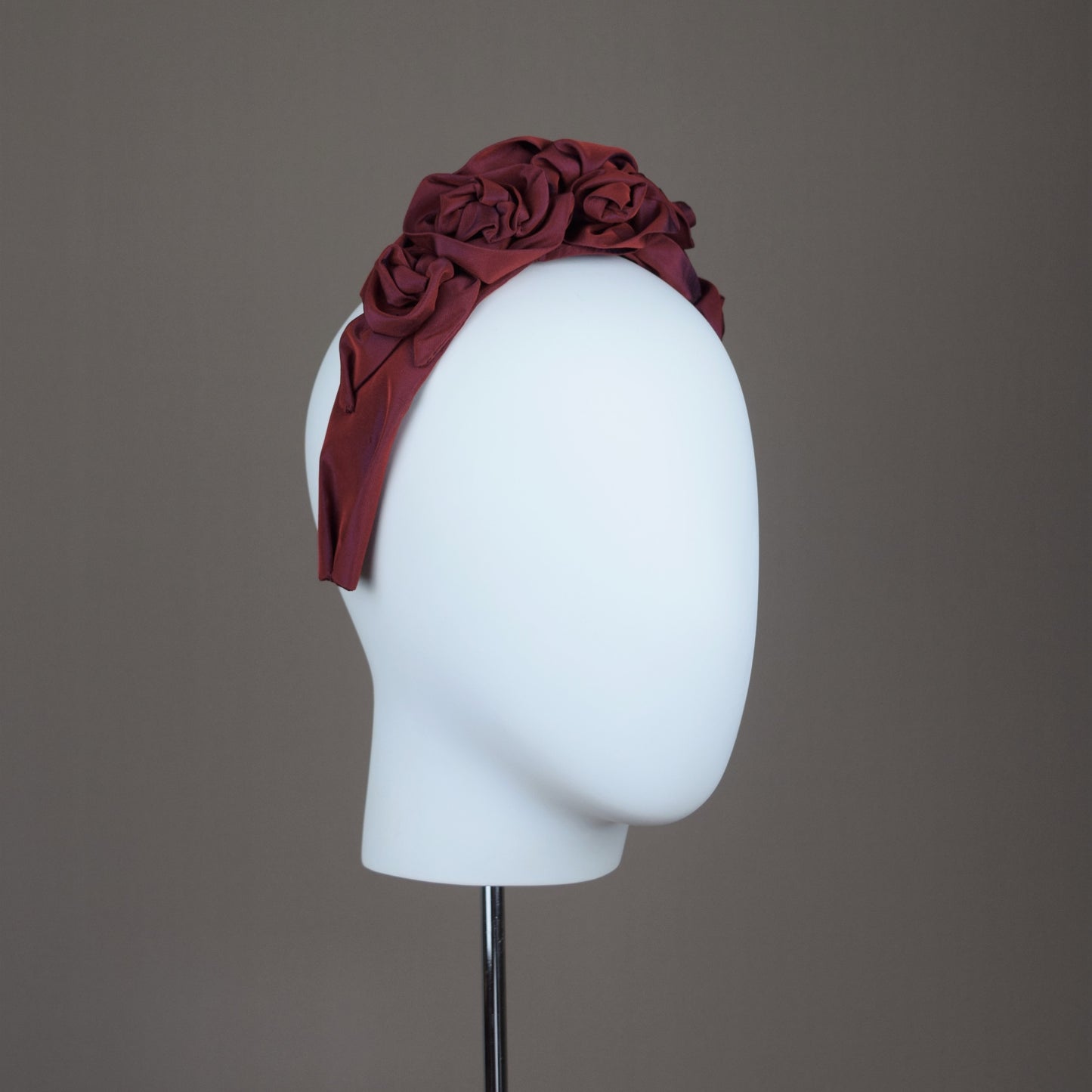 Wine Red Taffeta Rose Wedding Guest Headband