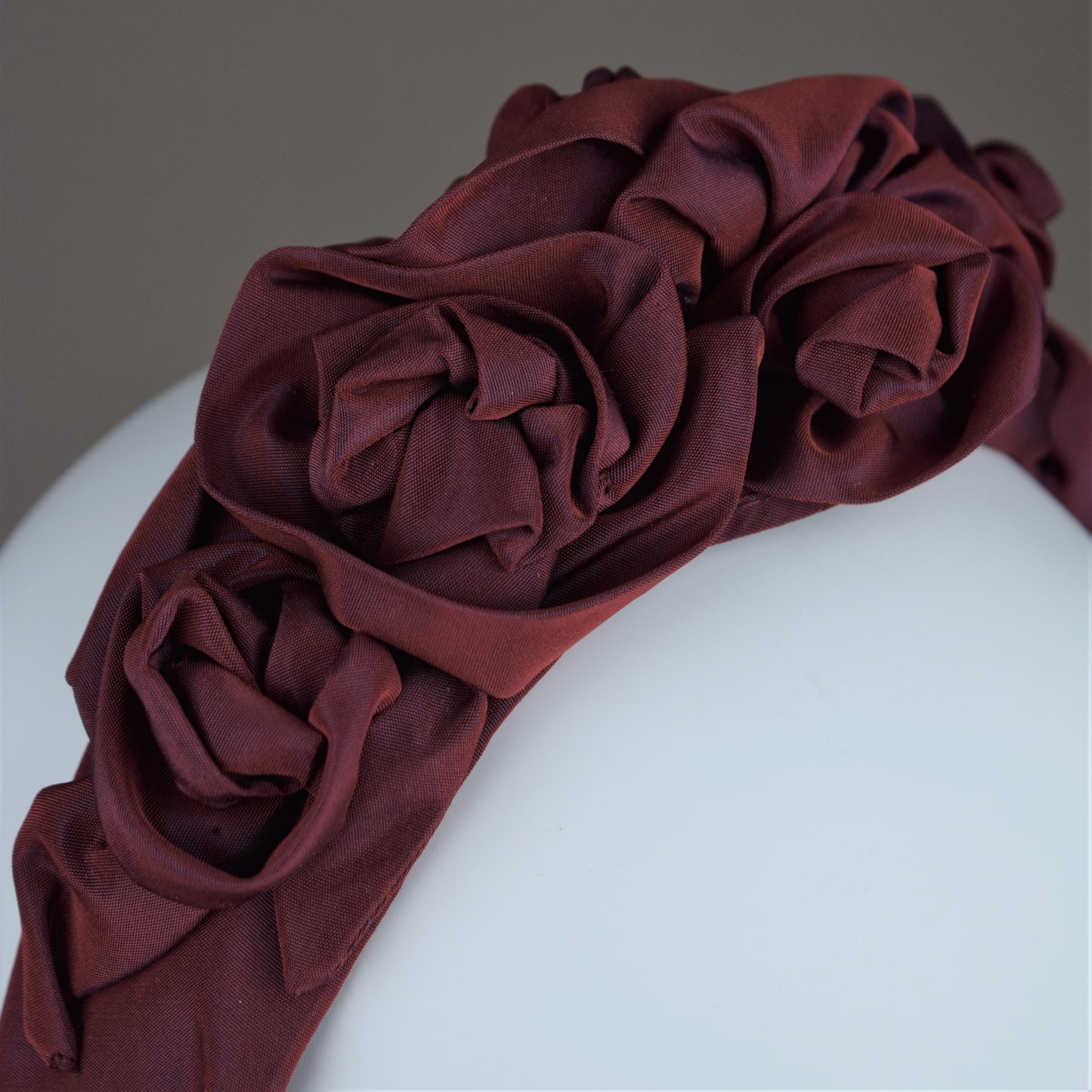 Wine Red Taffeta Rose Wedding Guest Headband