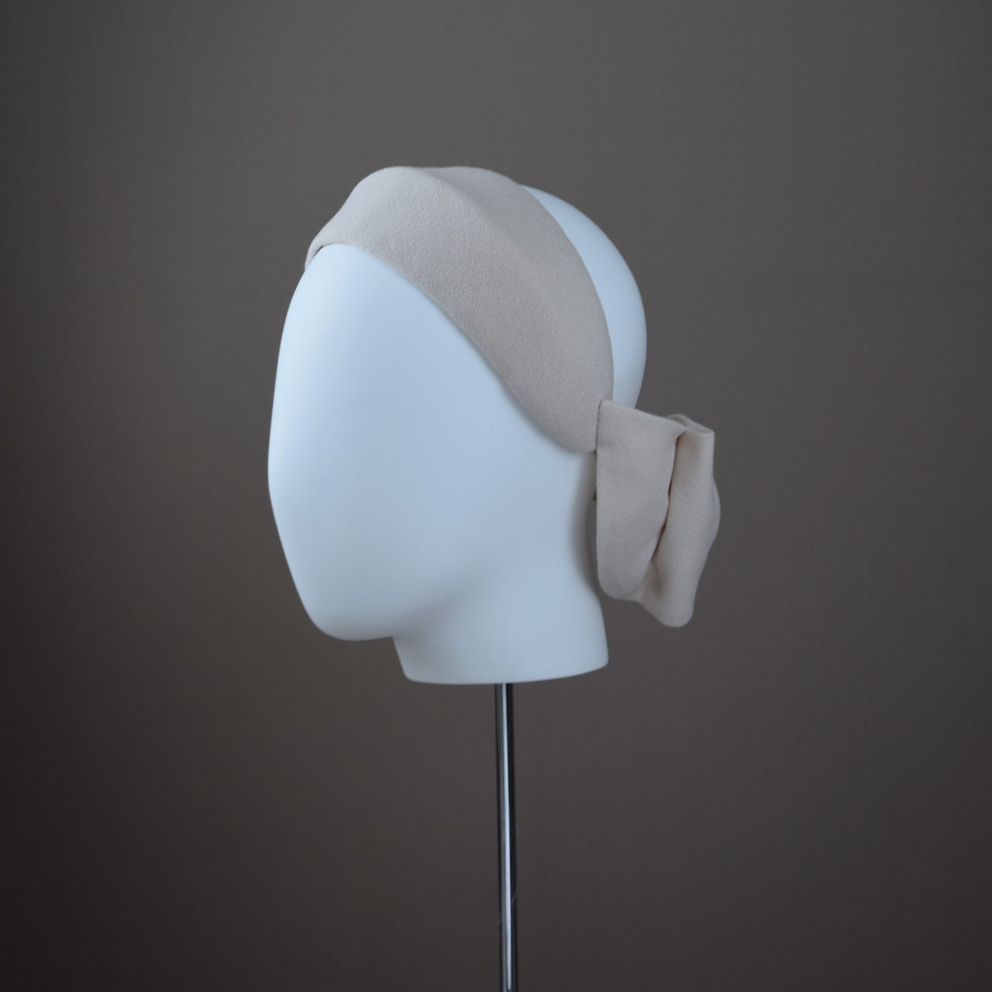 Cool Beige Crepe covered Back Bow Headband