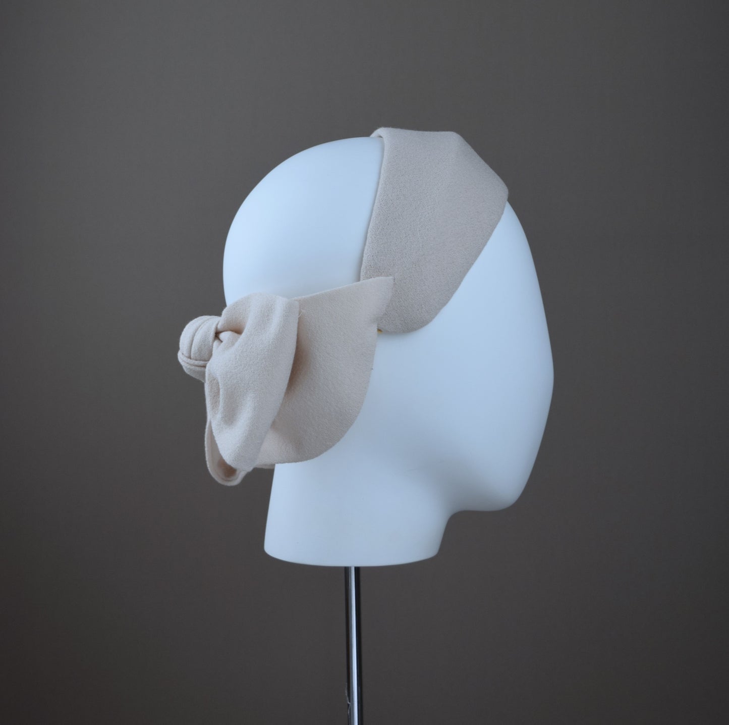 Cool Beige Crepe covered Back Bow Headband