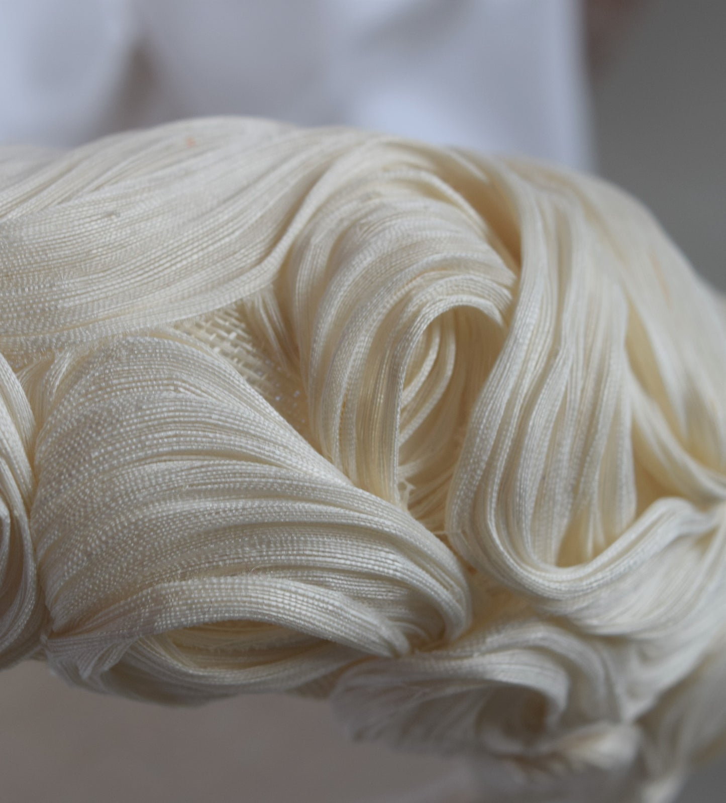 Dark Ivory/Cream Straw Silk Abaca Bridal Headband