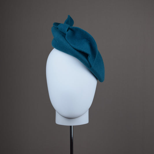 Teal Green Fur Felt Beret Style Hat