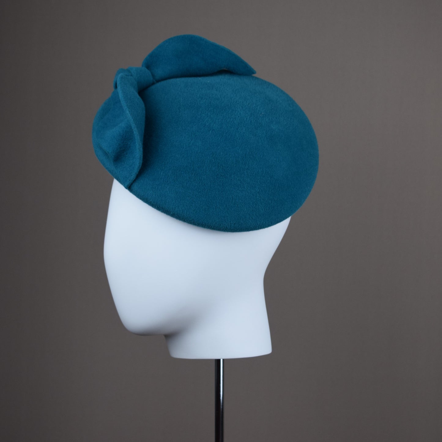 Teal Green Fur Felt Beret Style Hat