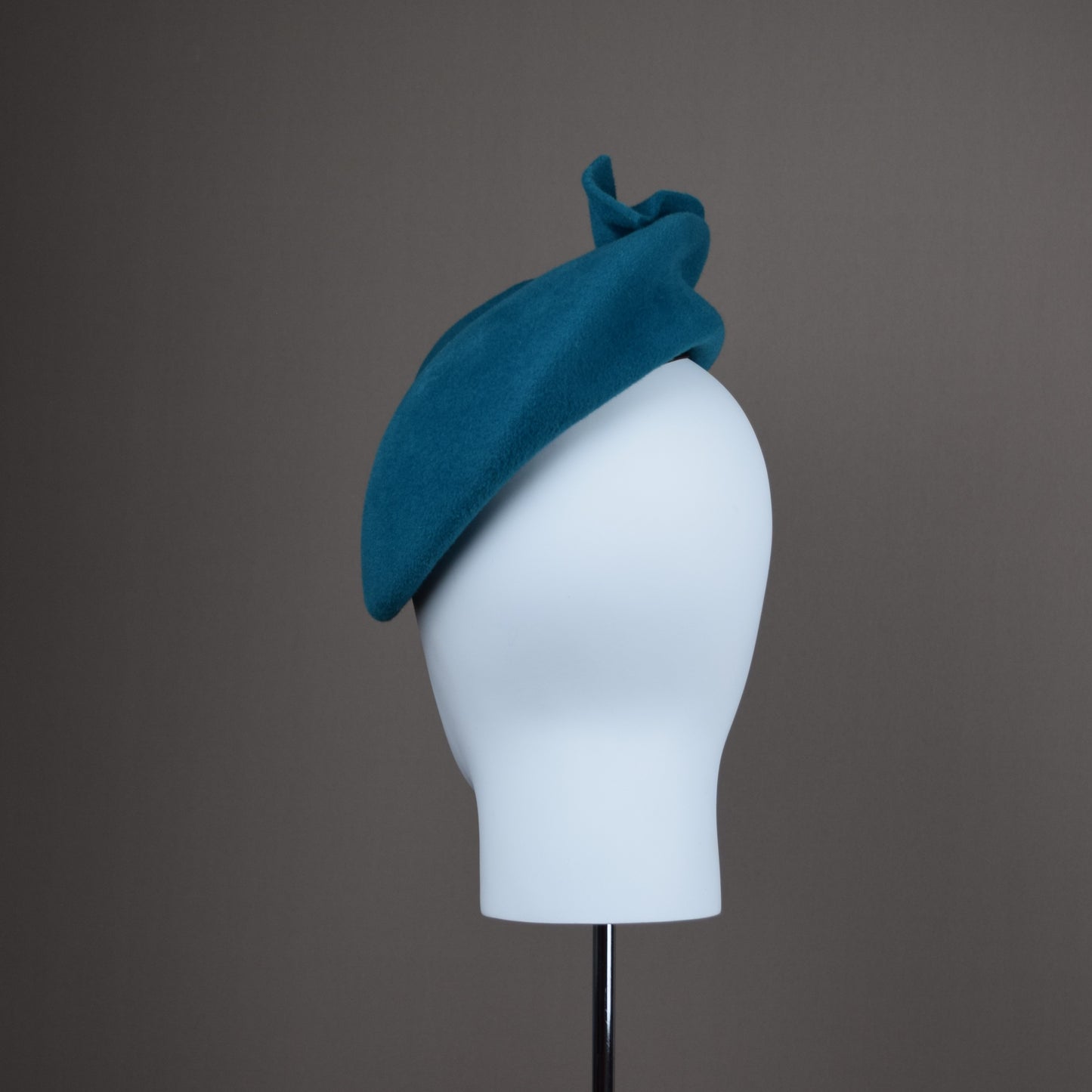 Teal Green Fur Felt Beret Style Hat