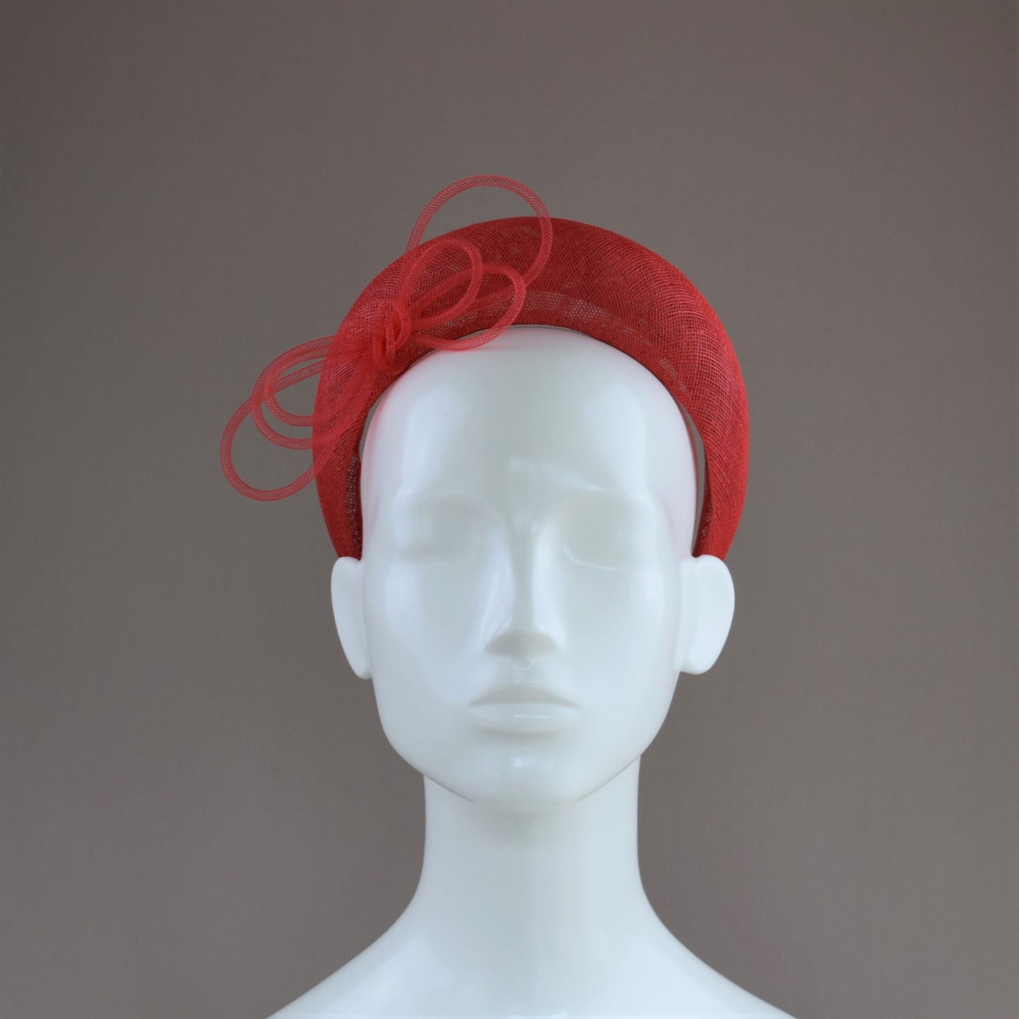 Bright Red Straw Wedding Guest Headband