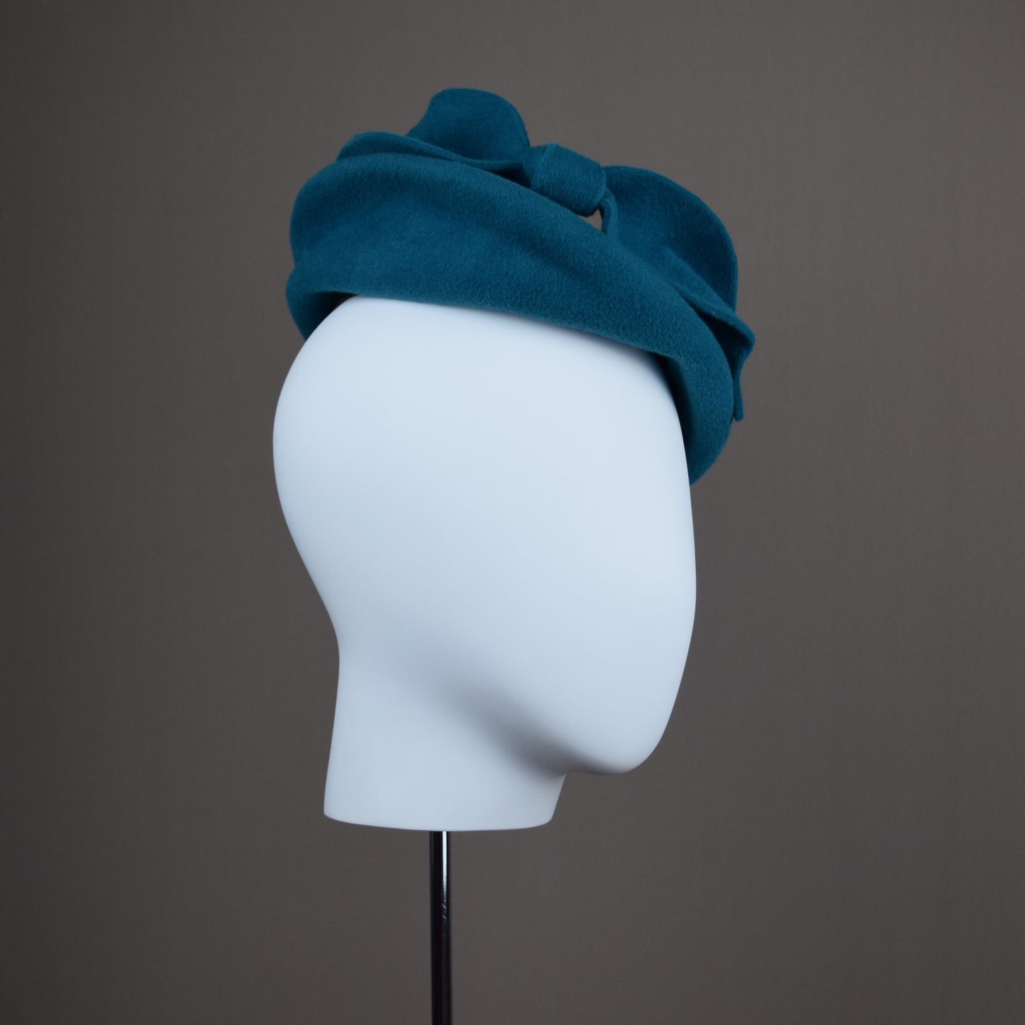 Teal Green Fur Felt Beret Style Hat