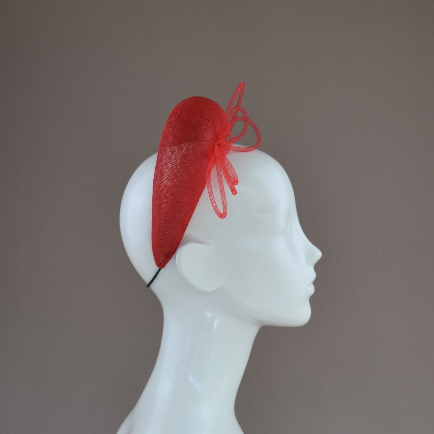 Bright Red Straw Wedding Guest Headband