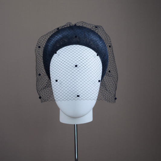 Dark Navy Veiled Wedding Guest Headband