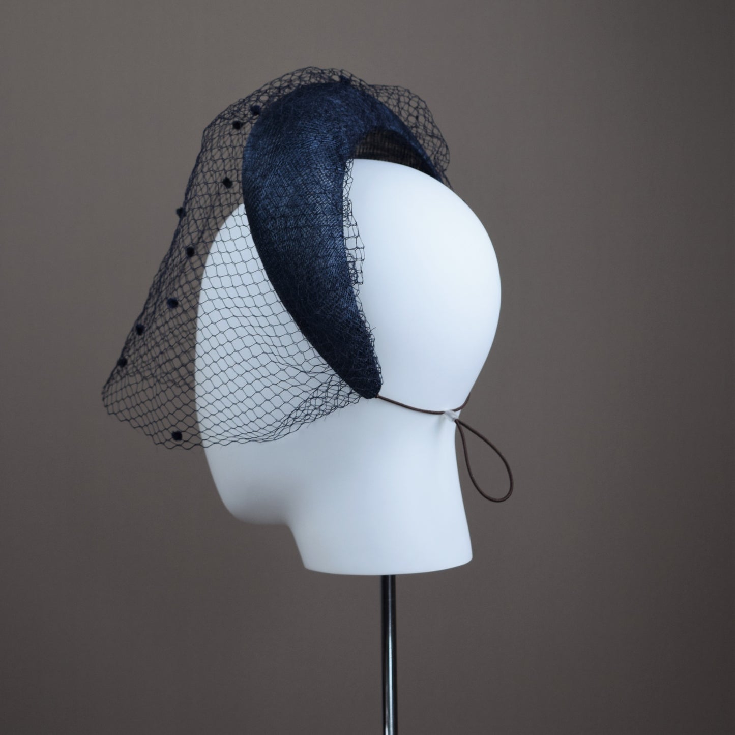 Dark Navy Veiled Wedding Guest Headband