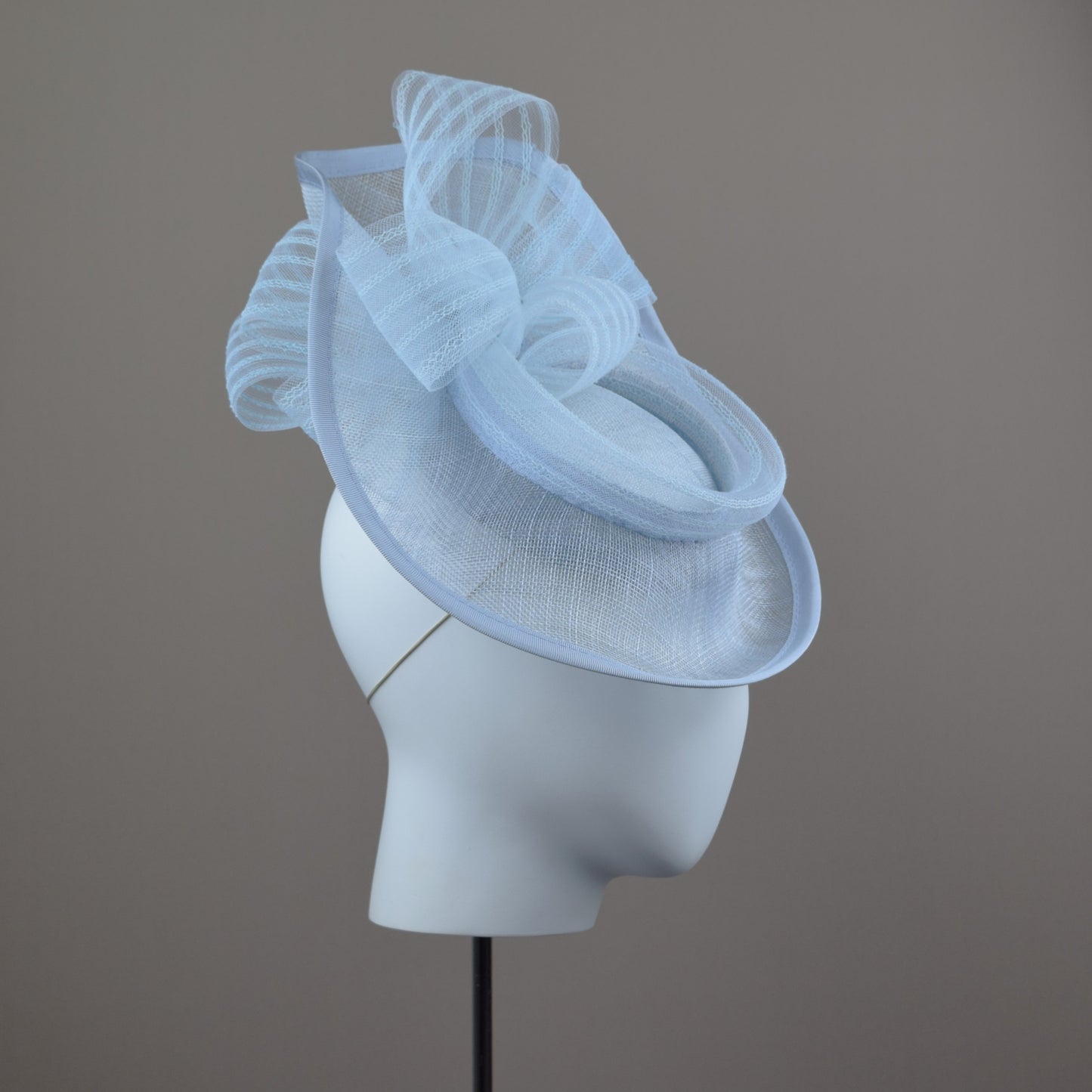 Pale Silver Blue Straw Wedding Hat