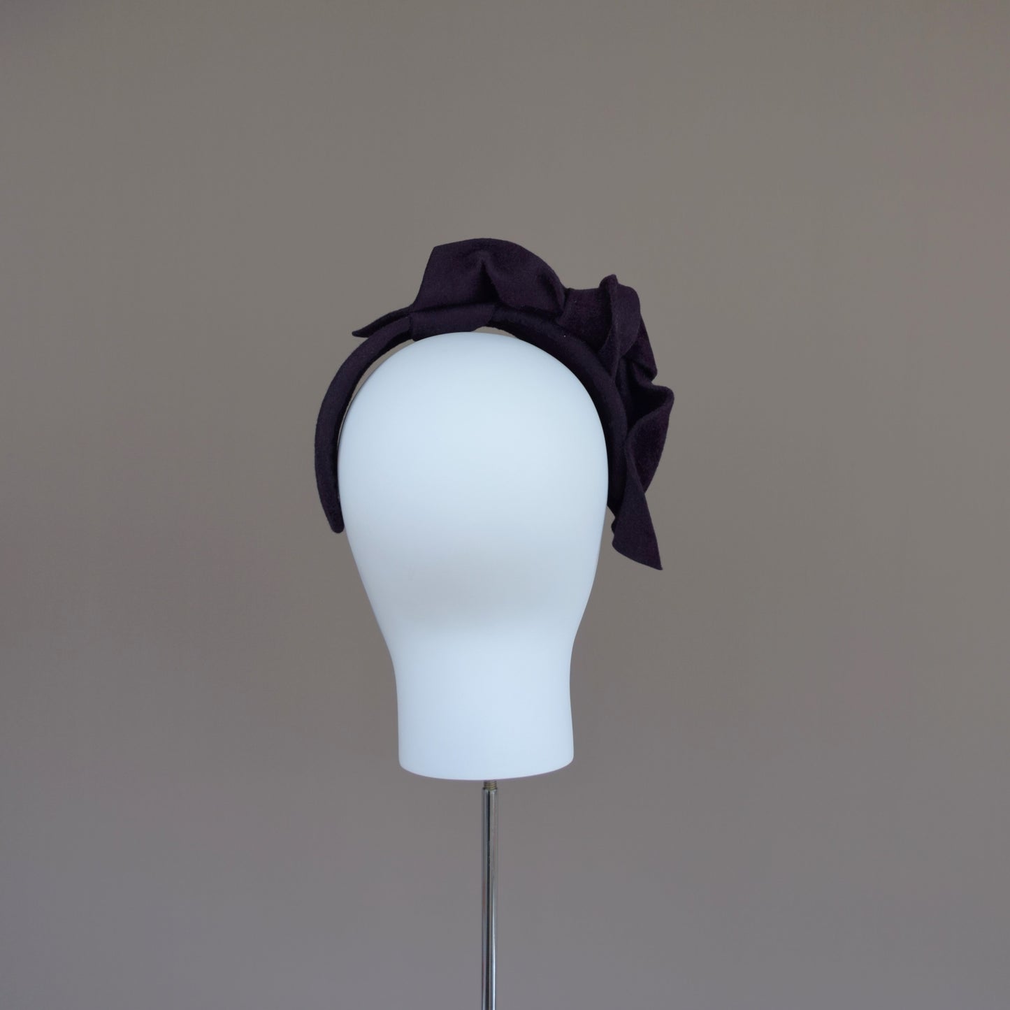 Aubergine Peachbloom Wool Felt Bow Wedding Guest Headband