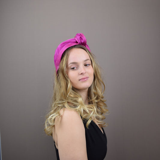 Magenta Pink Straw Turban Headband