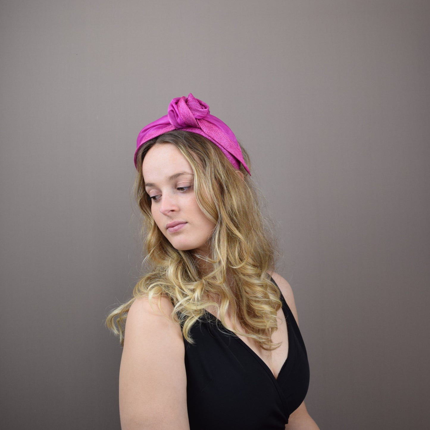 Magenta Pink Straw Turban Headband