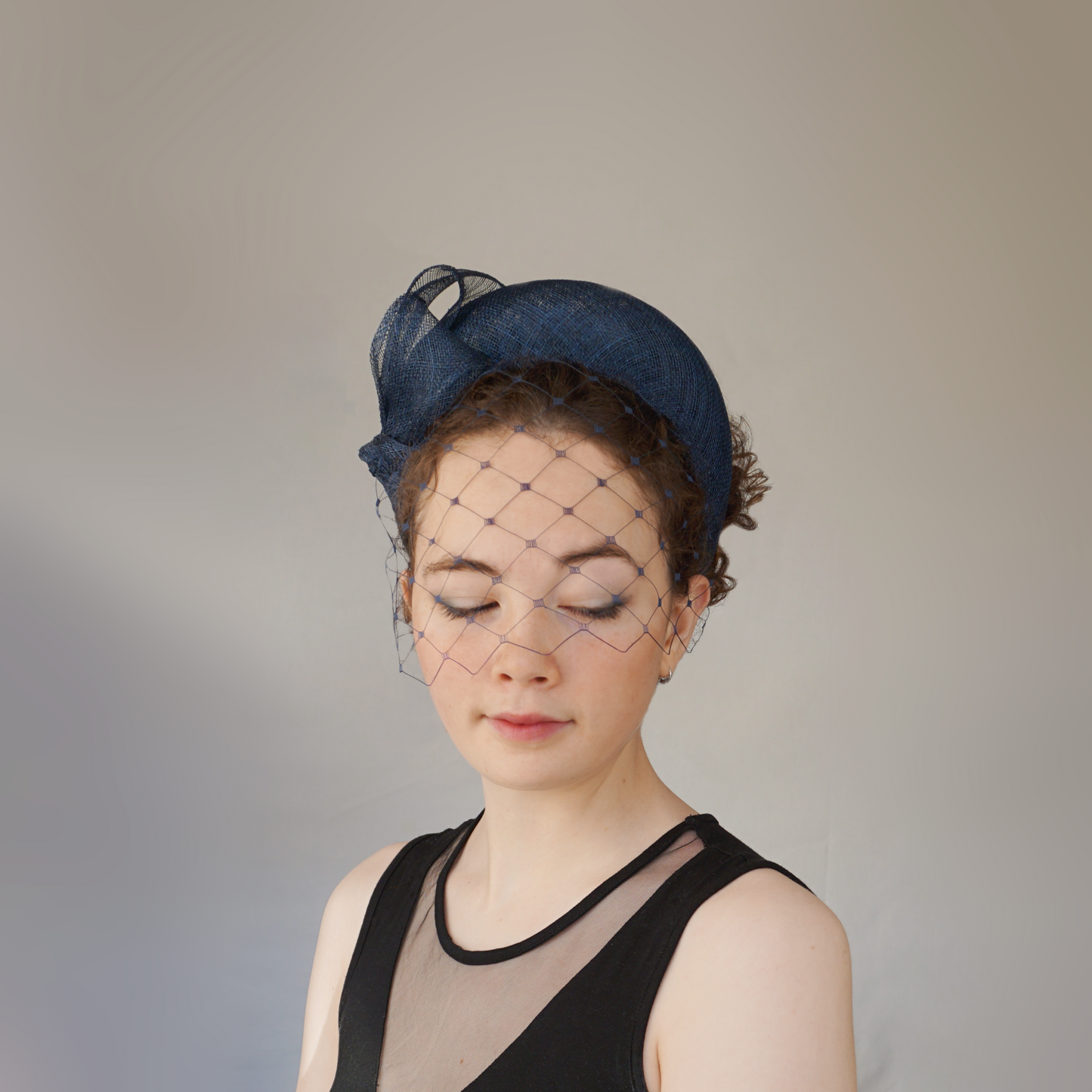 Navy Straw Wedding Guest Headband