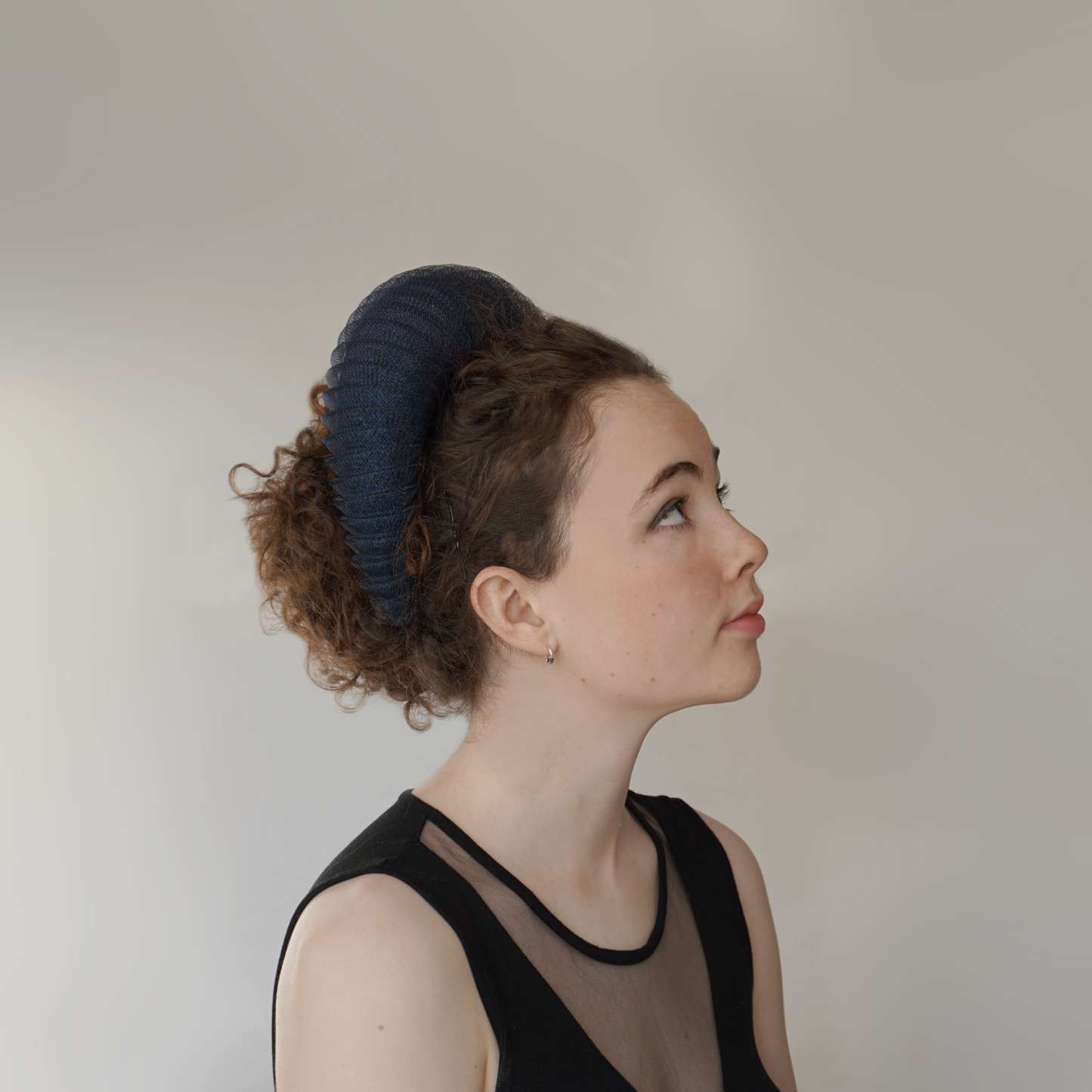 Navy Pleated Mesh Wedding Guest Headband