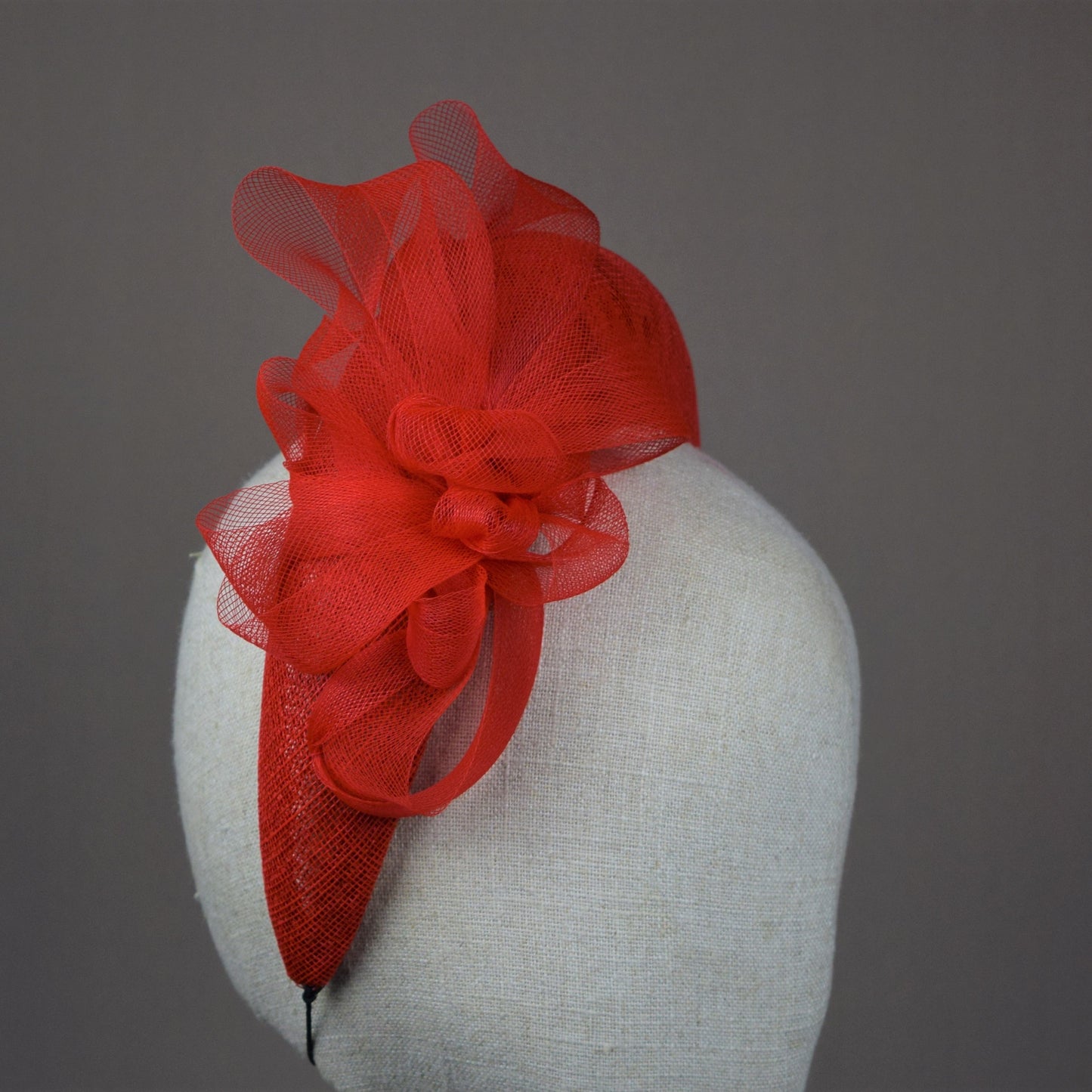 Bright Red Straw Wedding Guest Headband