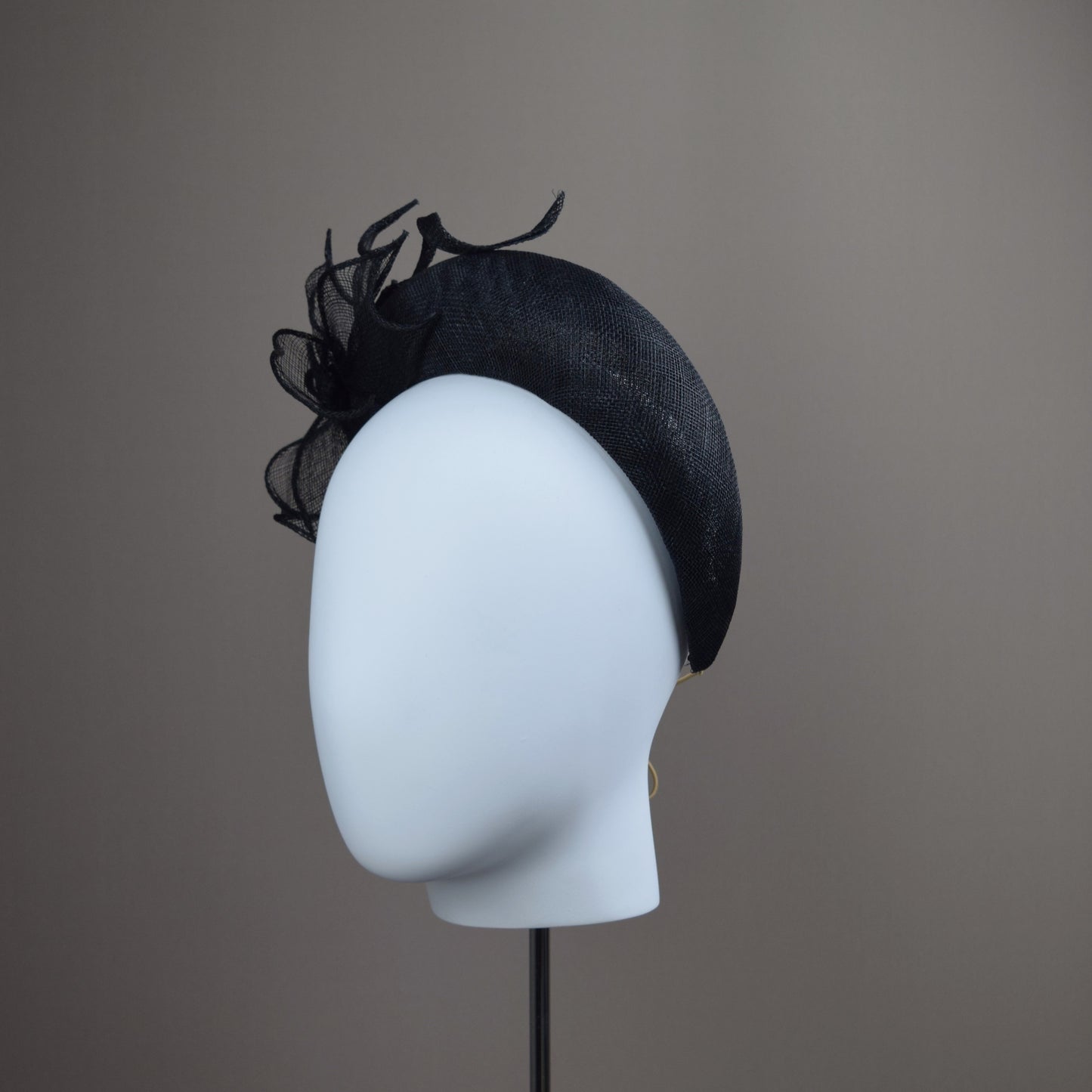 Black Straw Wedding Guest Headband with feather detail