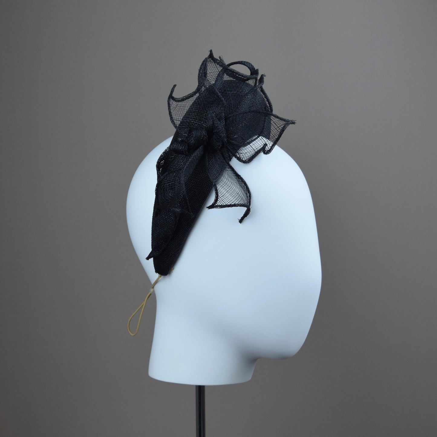 Black Straw Wedding Guest Headband with feather detail