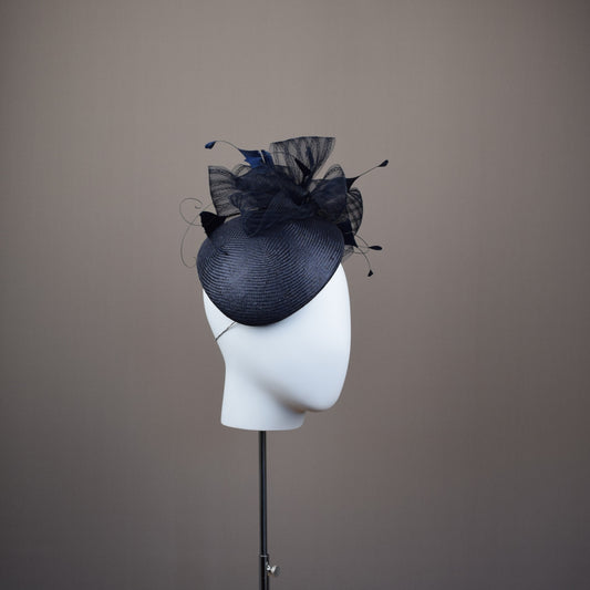 Navy Straw Duchess Style Hat