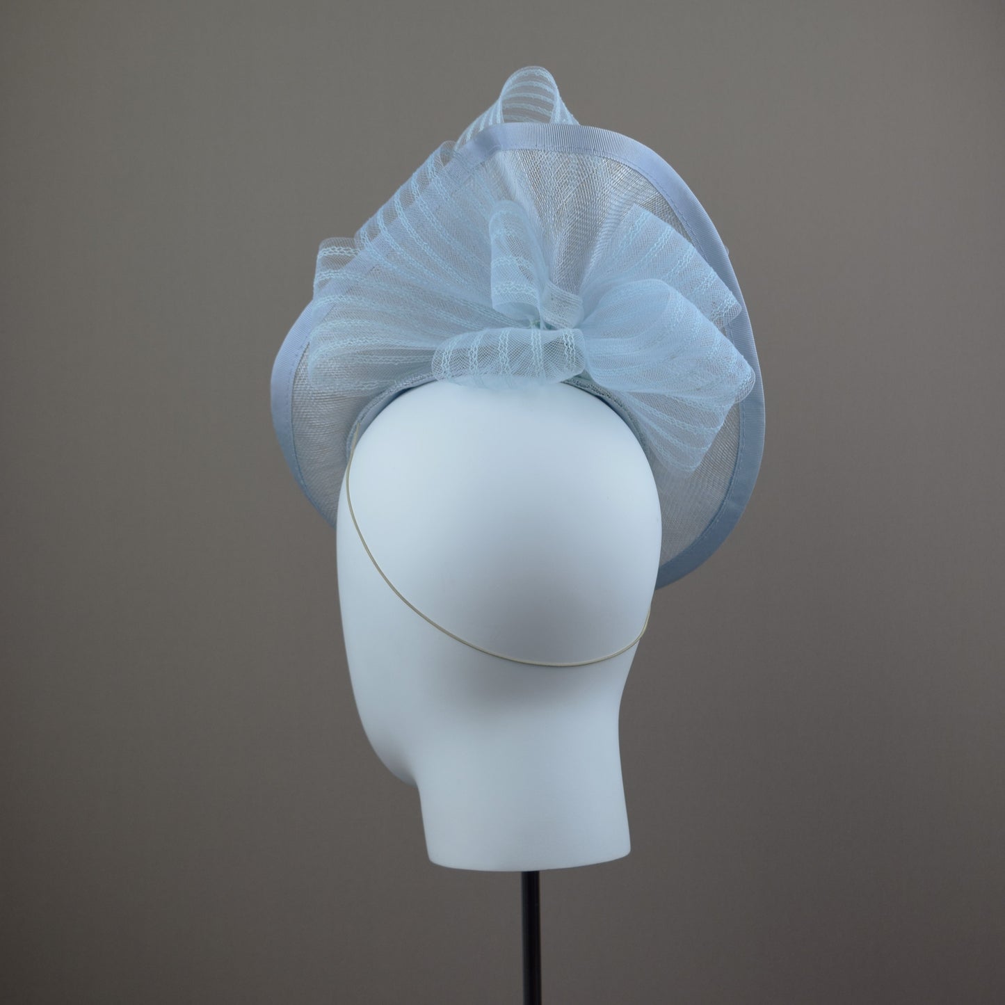 Pale Silver Blue Straw Wedding Hat