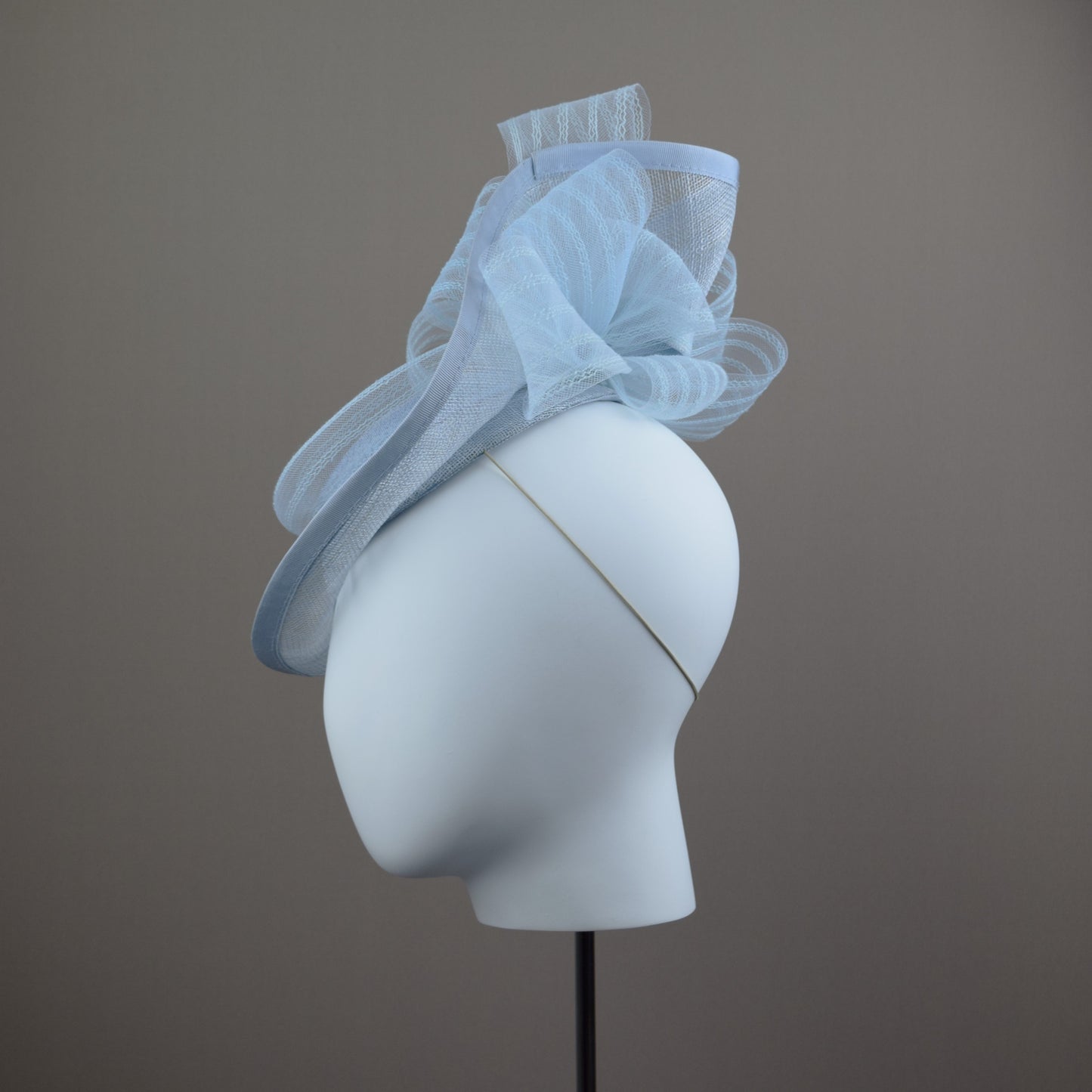 Pale Silver Blue Straw Wedding Hat