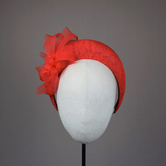 Bright Red Straw Wedding Guest Headband