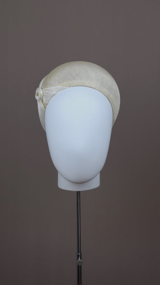 Ivory/Cream Straw Silk Abaca Draped Headband