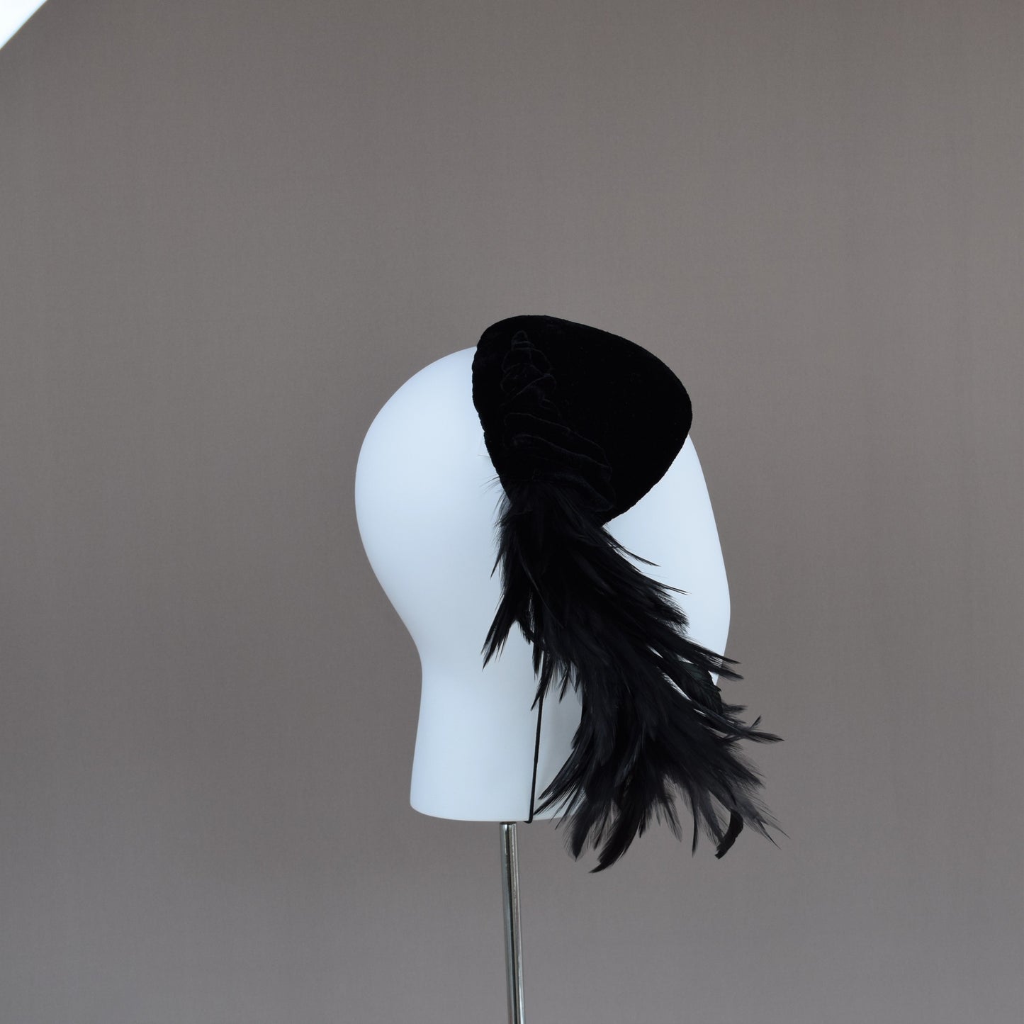 Black Silk Velvet Half Hat