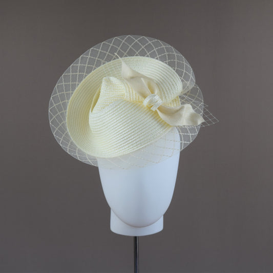 Clotted Cream Straw Sculptural Headpiece.