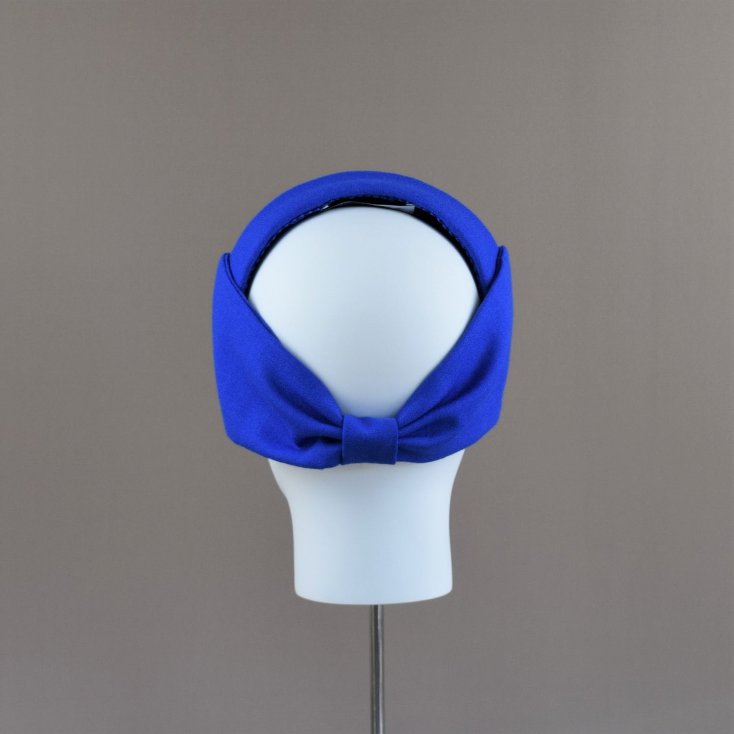 Royal Blue Wool Crepe with Bow Wedding Guest Headband