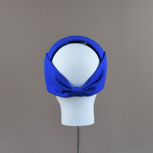 Royal Blue Wool Crepe with Bow Wedding Guest Headband