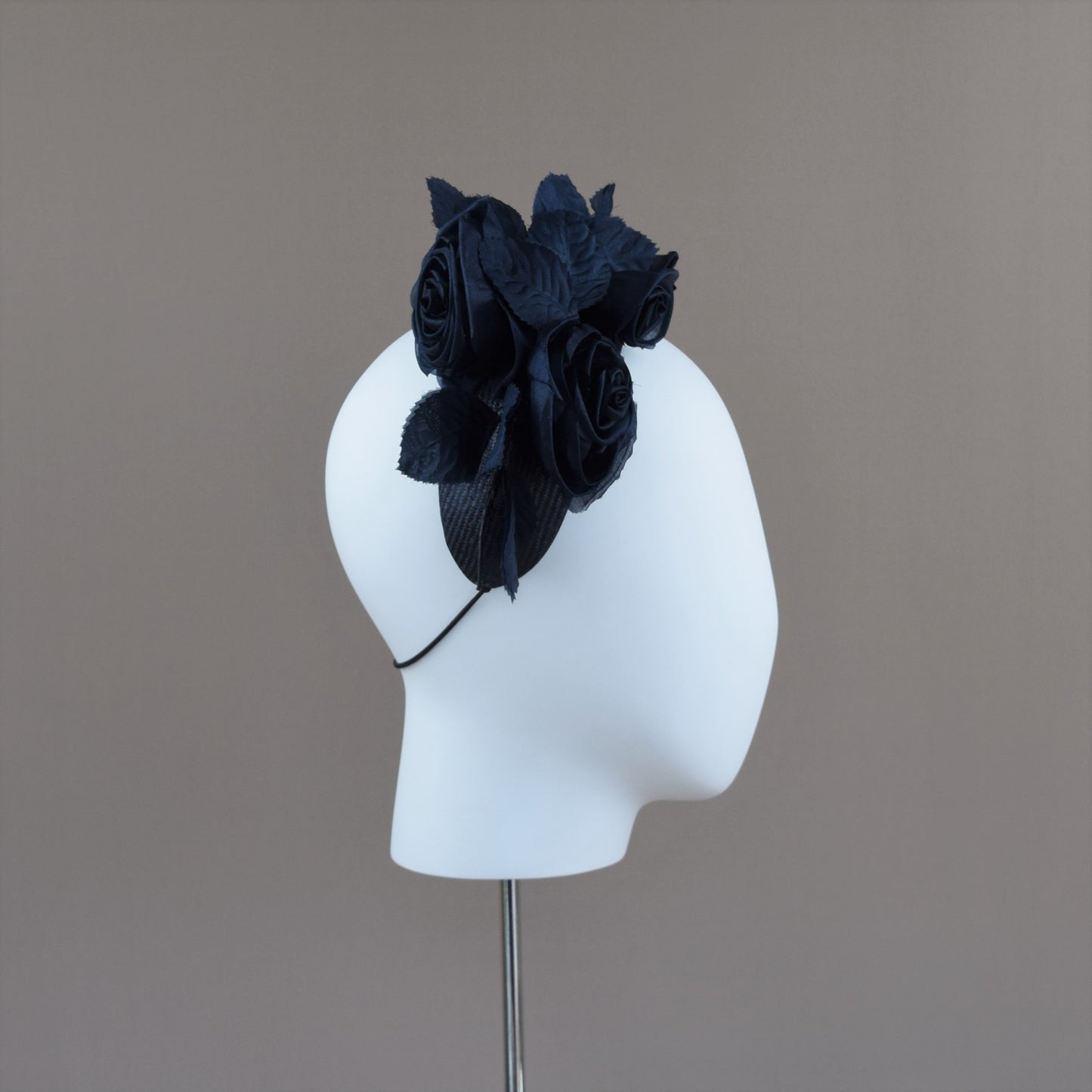 Navy Straw Wedding Guest Headband with floral detail