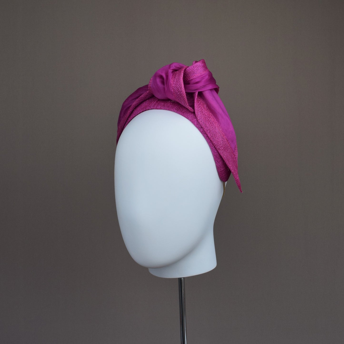 Magenta Pink Straw Turban Headband