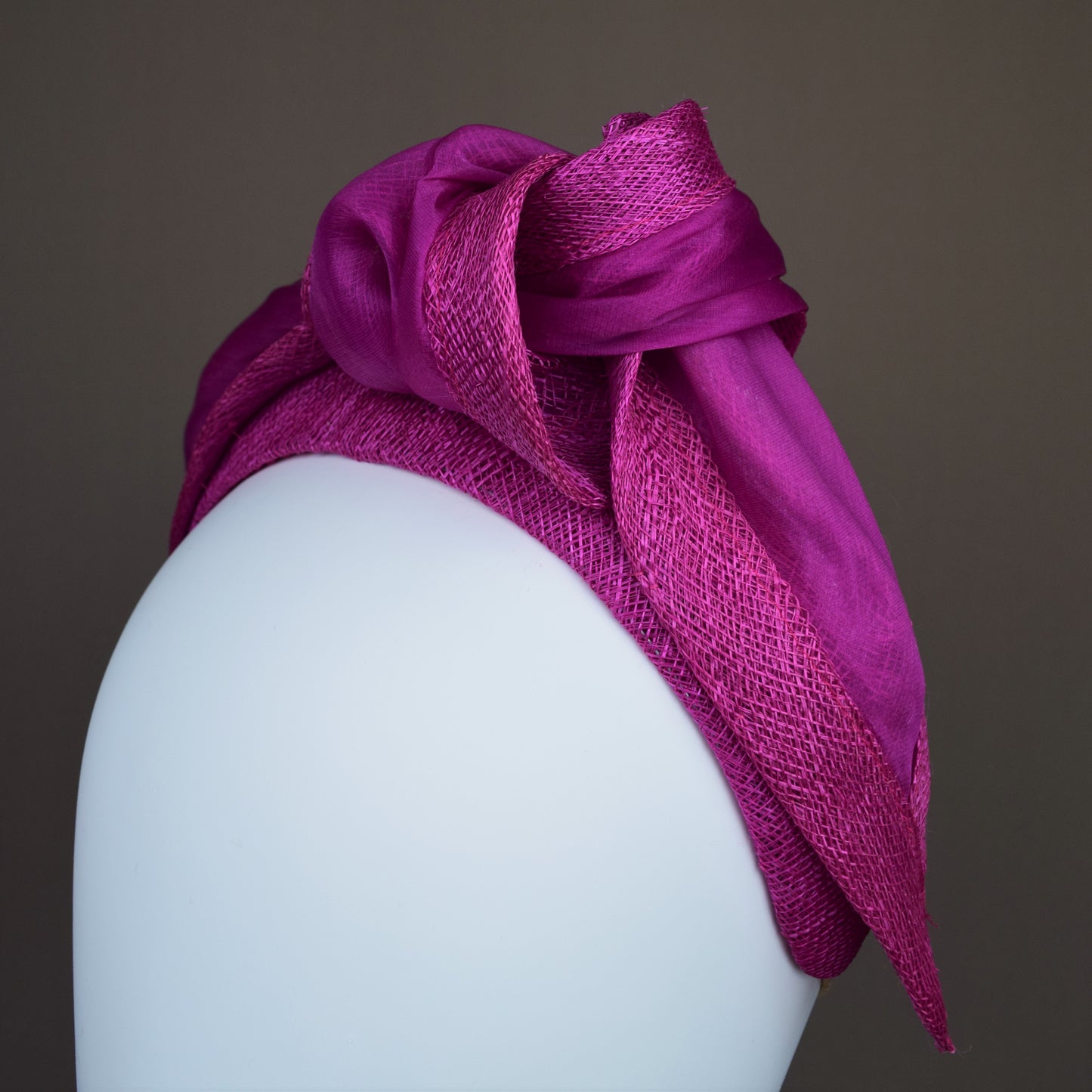 Magenta Pink Straw Turban Headband